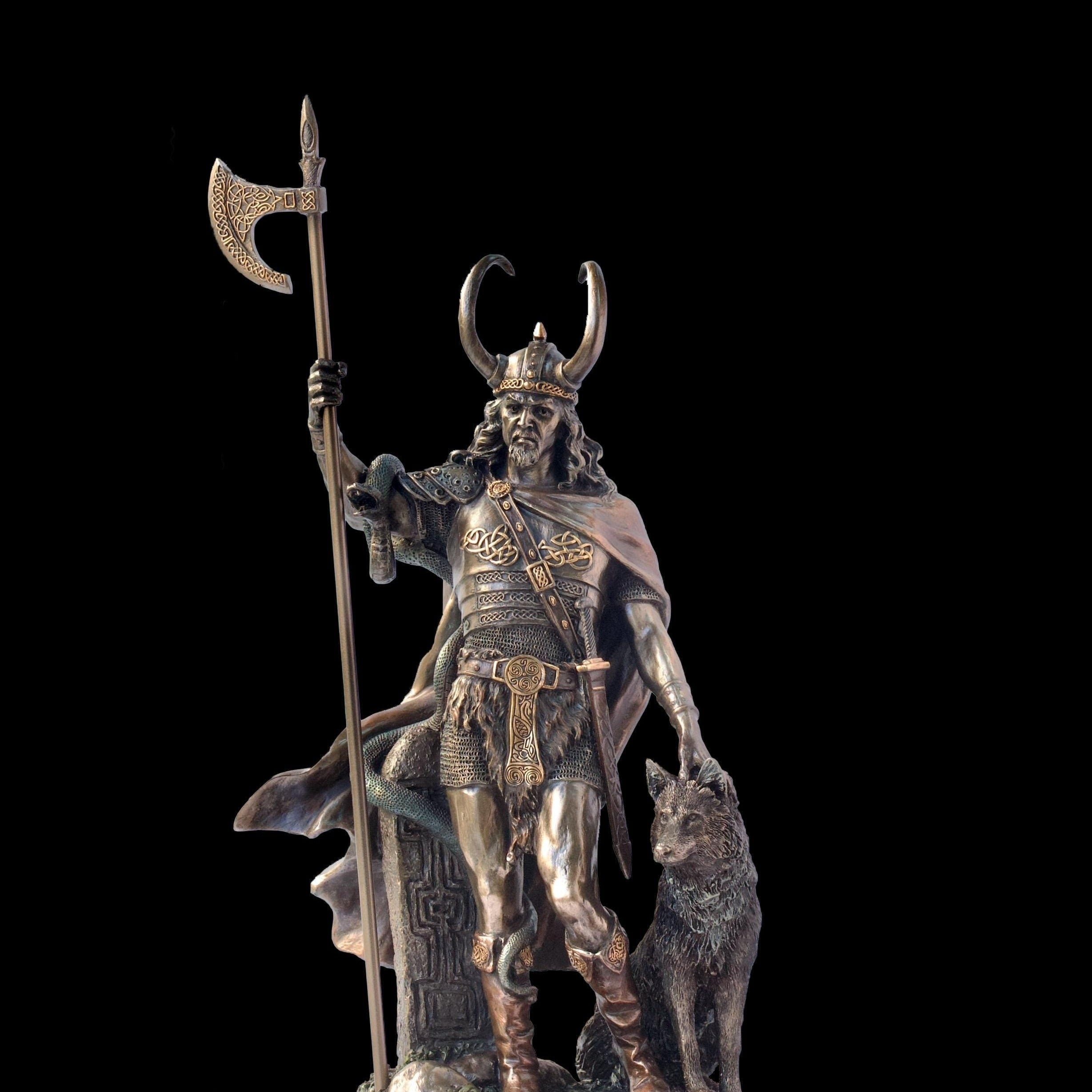 Bronzed Loki Norse God Figurine Statue Sculpture Viking 36cm