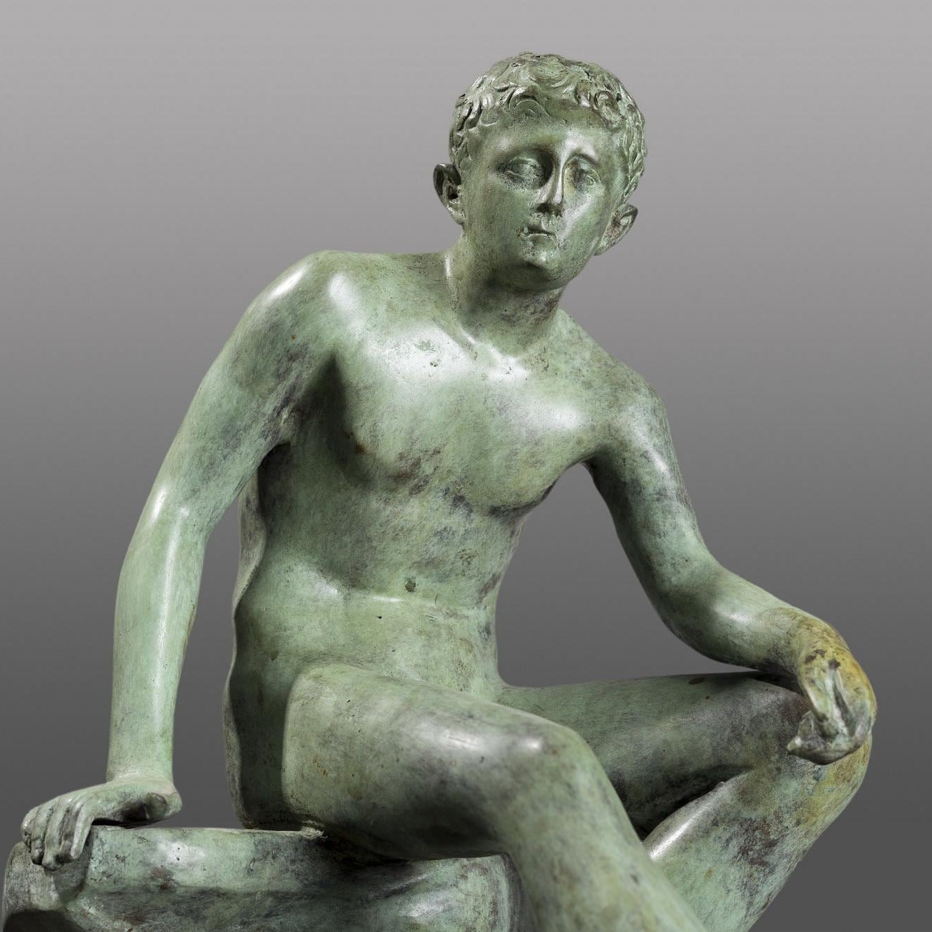 Seated Hermes Bronze Sculpture, Ancient Greek Statue (19.69 Inches)