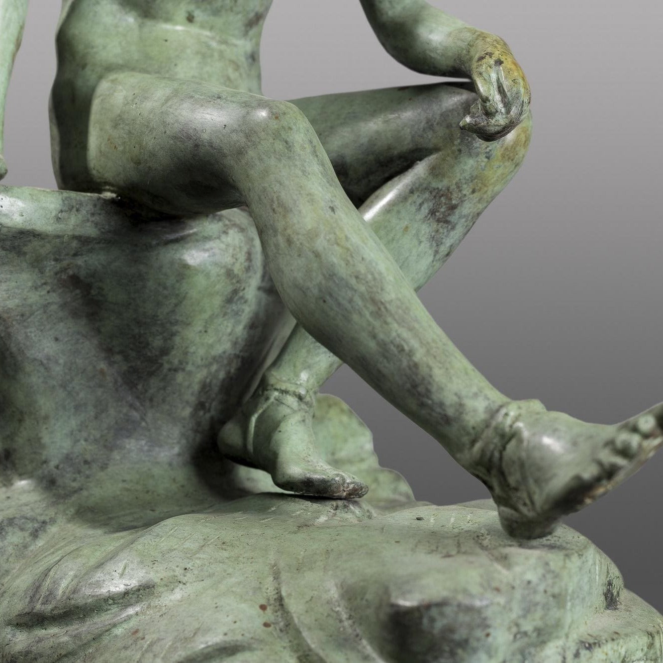 Seated Hermes Bronze Sculpture, Ancient Greek Statue (19.69 Inches)