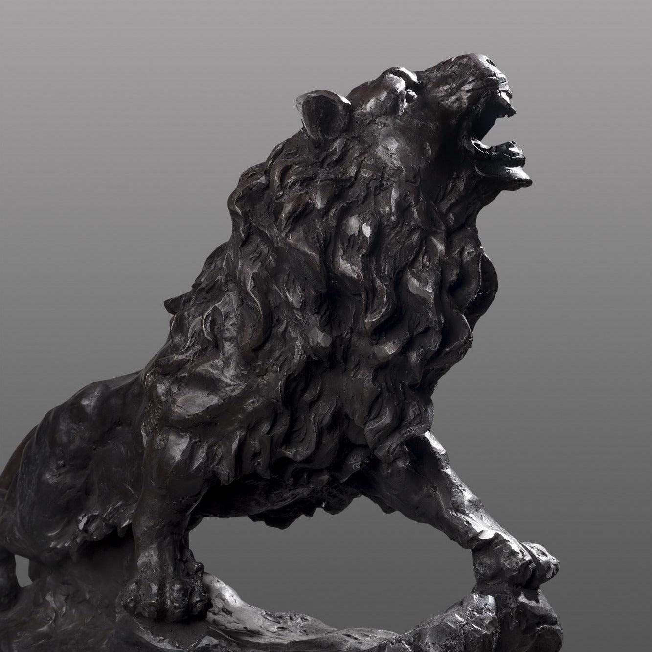 Large Bronze Lion Sculpture: Office Home Decor Centerpiece (22.44 Inches)