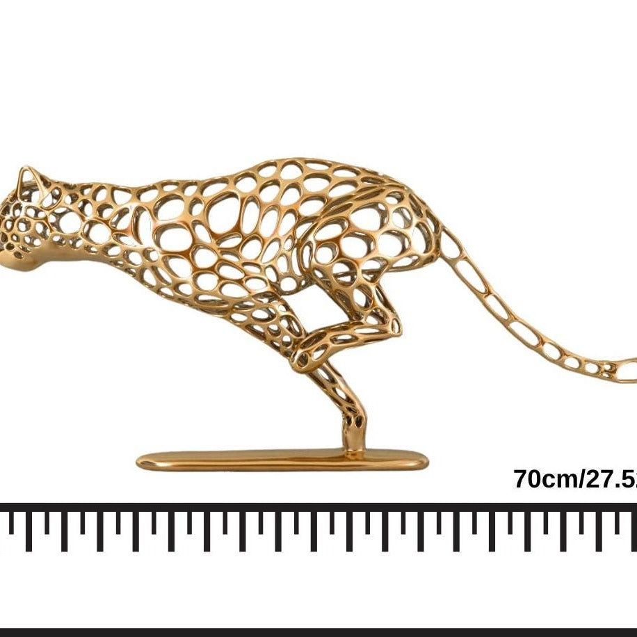Bronze Cheetah Sculpture: Lost Wax Wildcat Art (27.56 Inches)