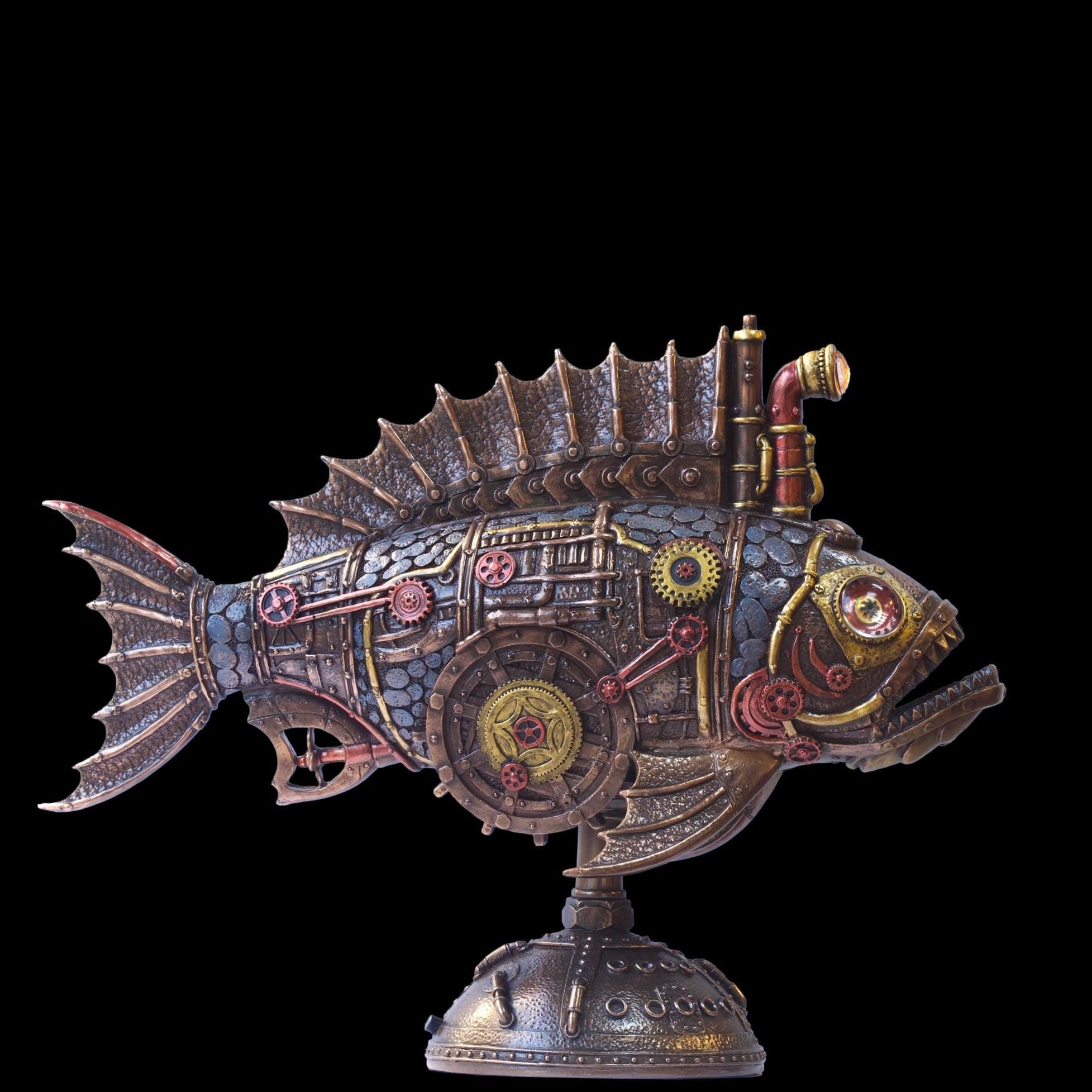 Steampunk Fish Submarine Sculpture Melanocetus Supero Duo