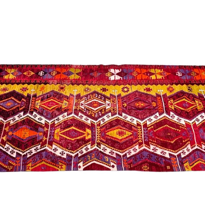 64'5x21'6 Inches Antique Anatolian Emirdag Runner Rug From 1800's