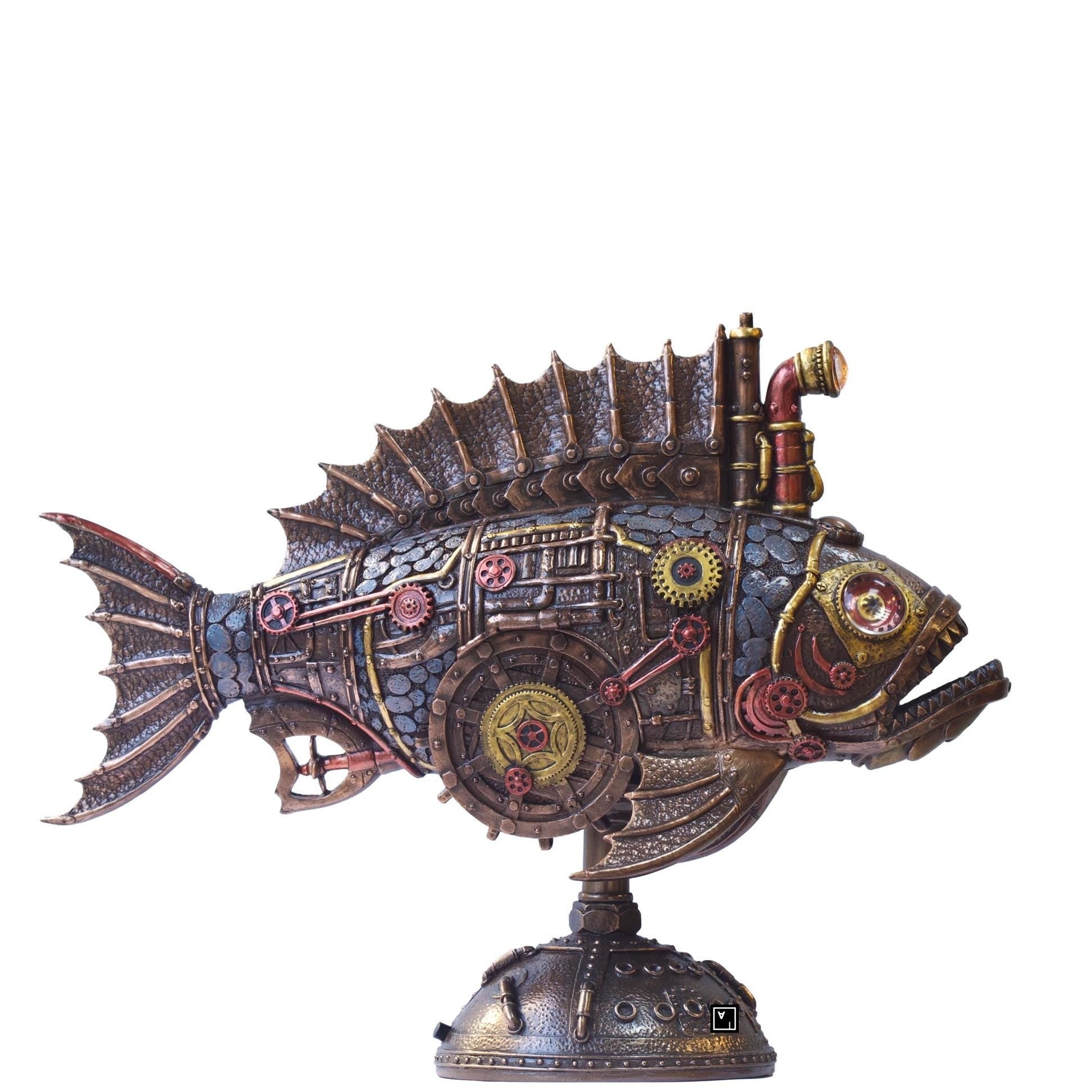 Steampunk Fish Submarine Sculpture Melanocetus Supero Duo