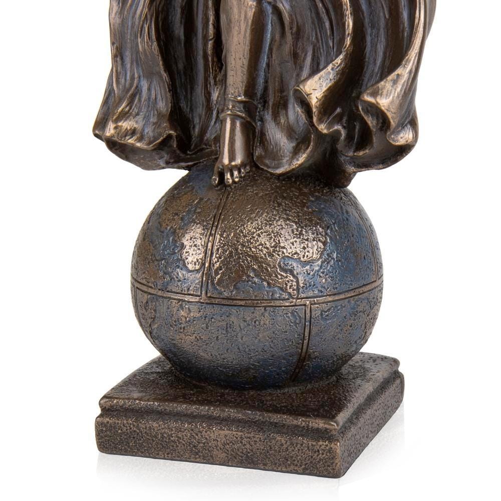 Angel of Peace Statue: Bronzed Torch & Shield Sculpture