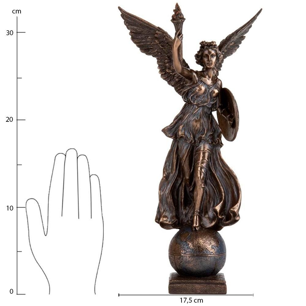 Angel of Peace Statue: Bronzed Torch & Shield Sculpture