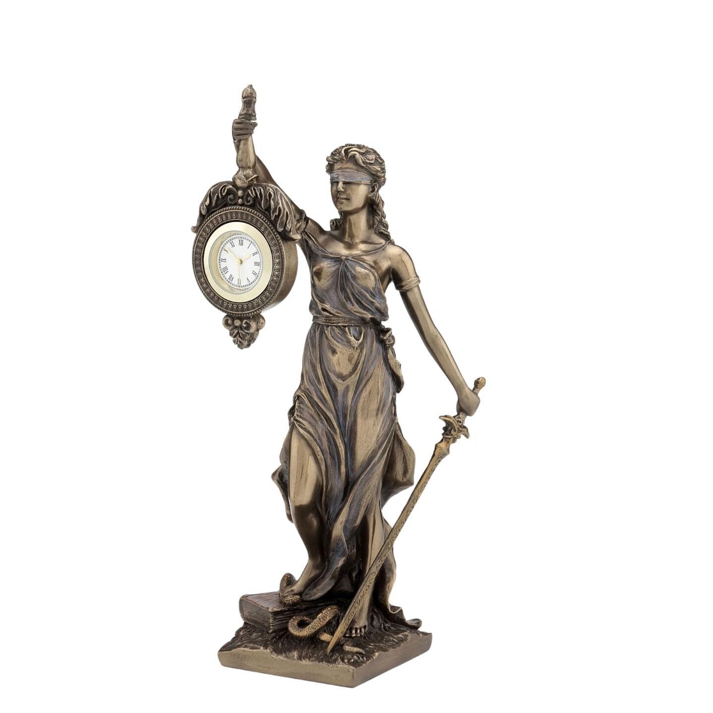 La Justice Clock. Themis Statue with Clock