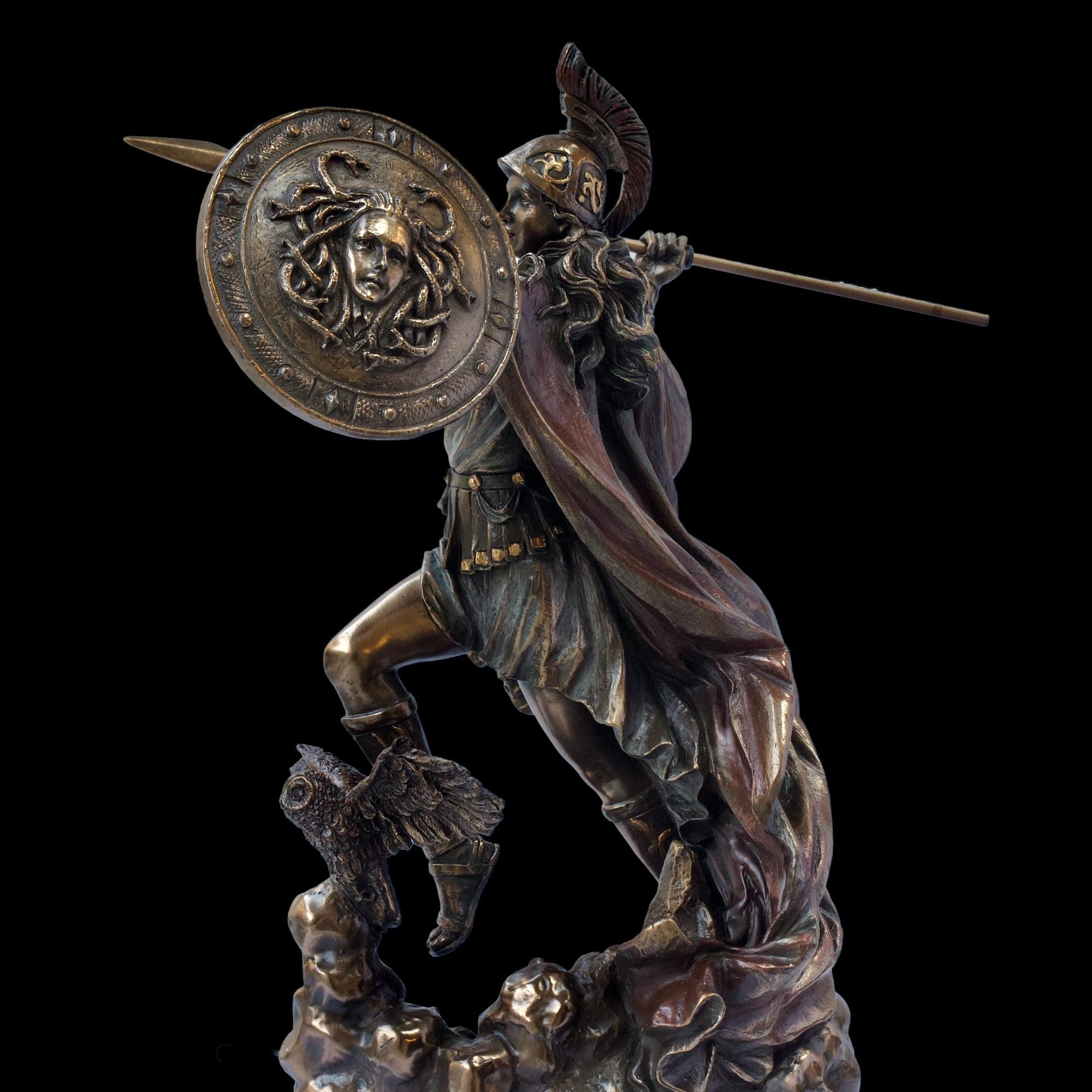 Cold Cast Bronze Athena Statue: Greek Goddess Sculpture
