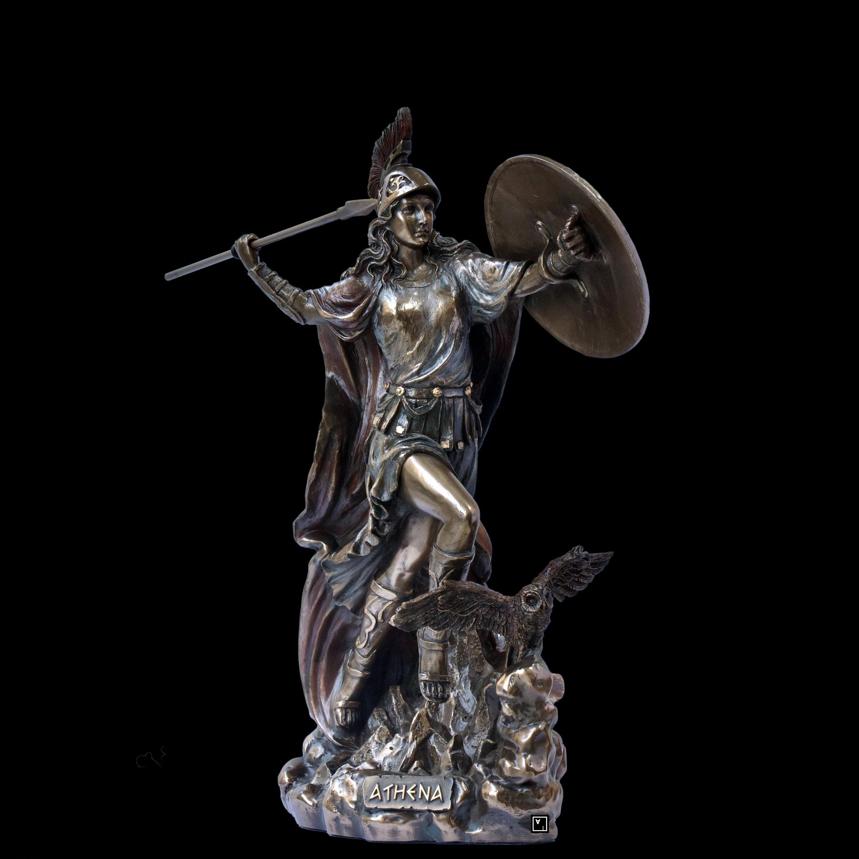 Cold Cast Bronze Athena Statue: Greek Goddess Sculpture