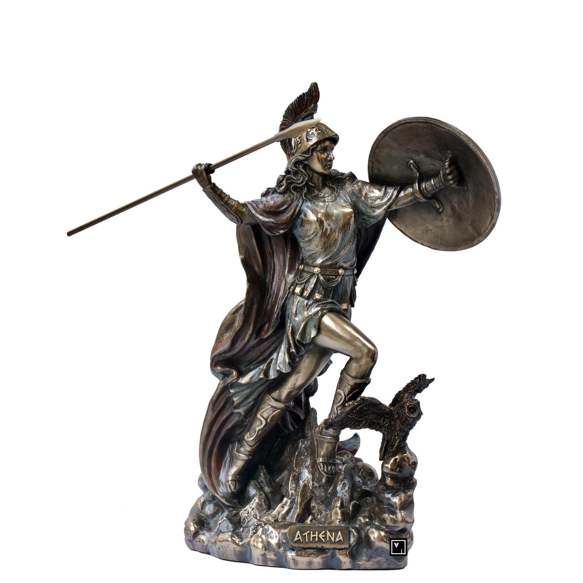 Cold Cast Bronze Athena Statue: Greek Goddess Sculpture