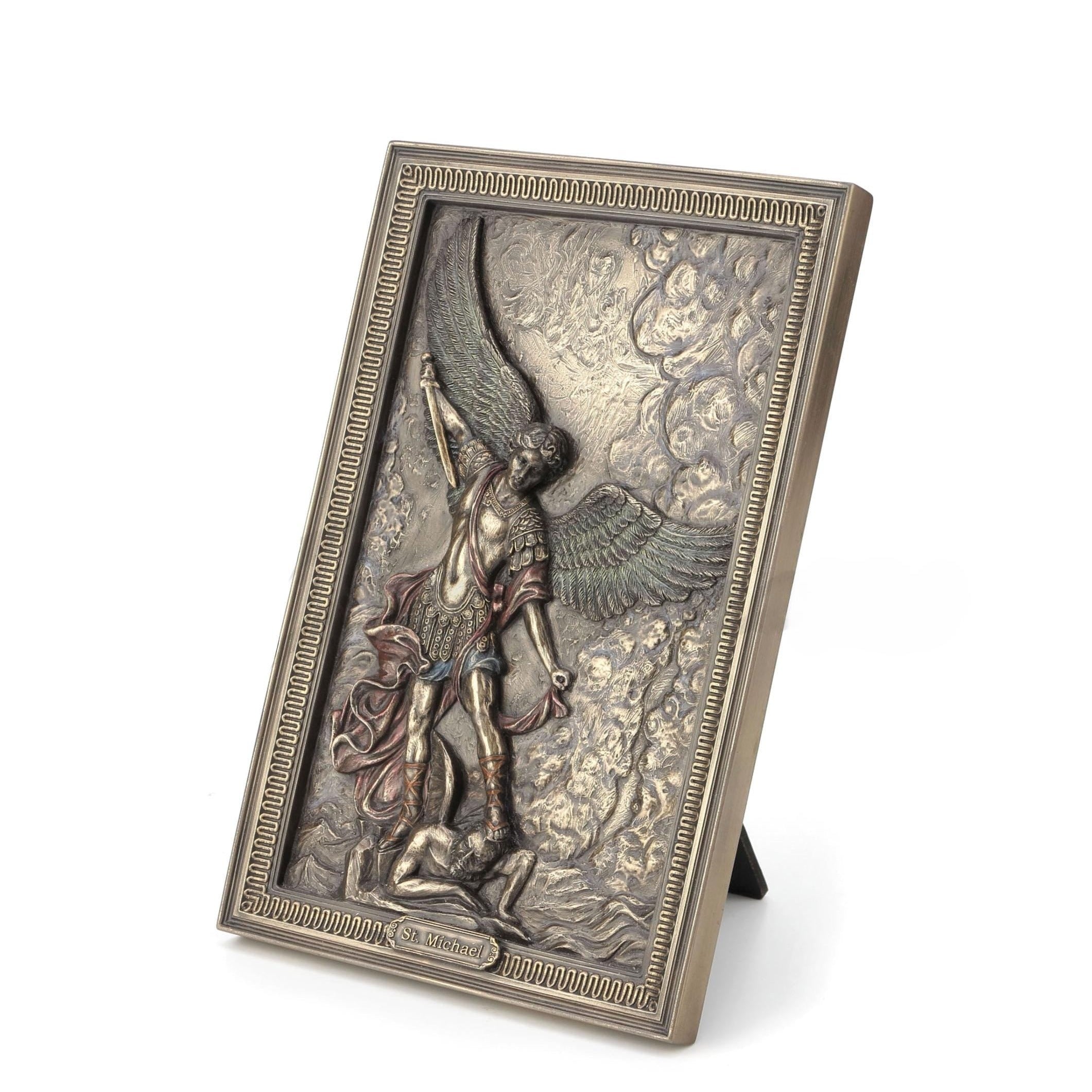 Saint Michael Wall Plaque: Archangel Defeating Satan, Veronese Design