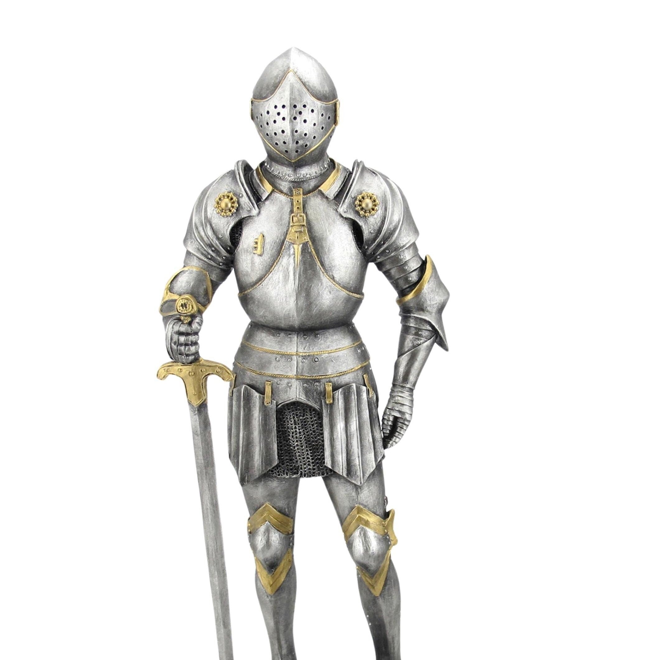 11 Inch Medieval Armor Holding Sword And Wheels On Pauldrons