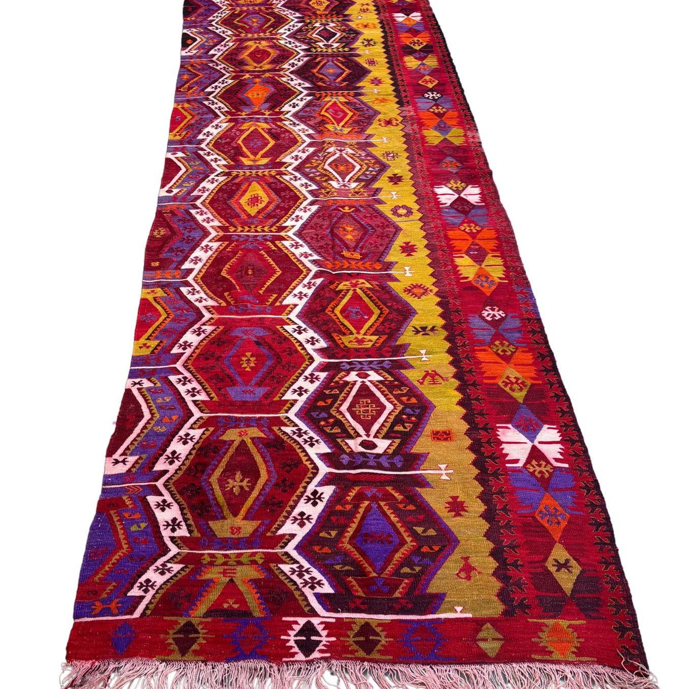64'5x21'6 Inches Antique Anatolian Emirdag Runner Rug From 1800's