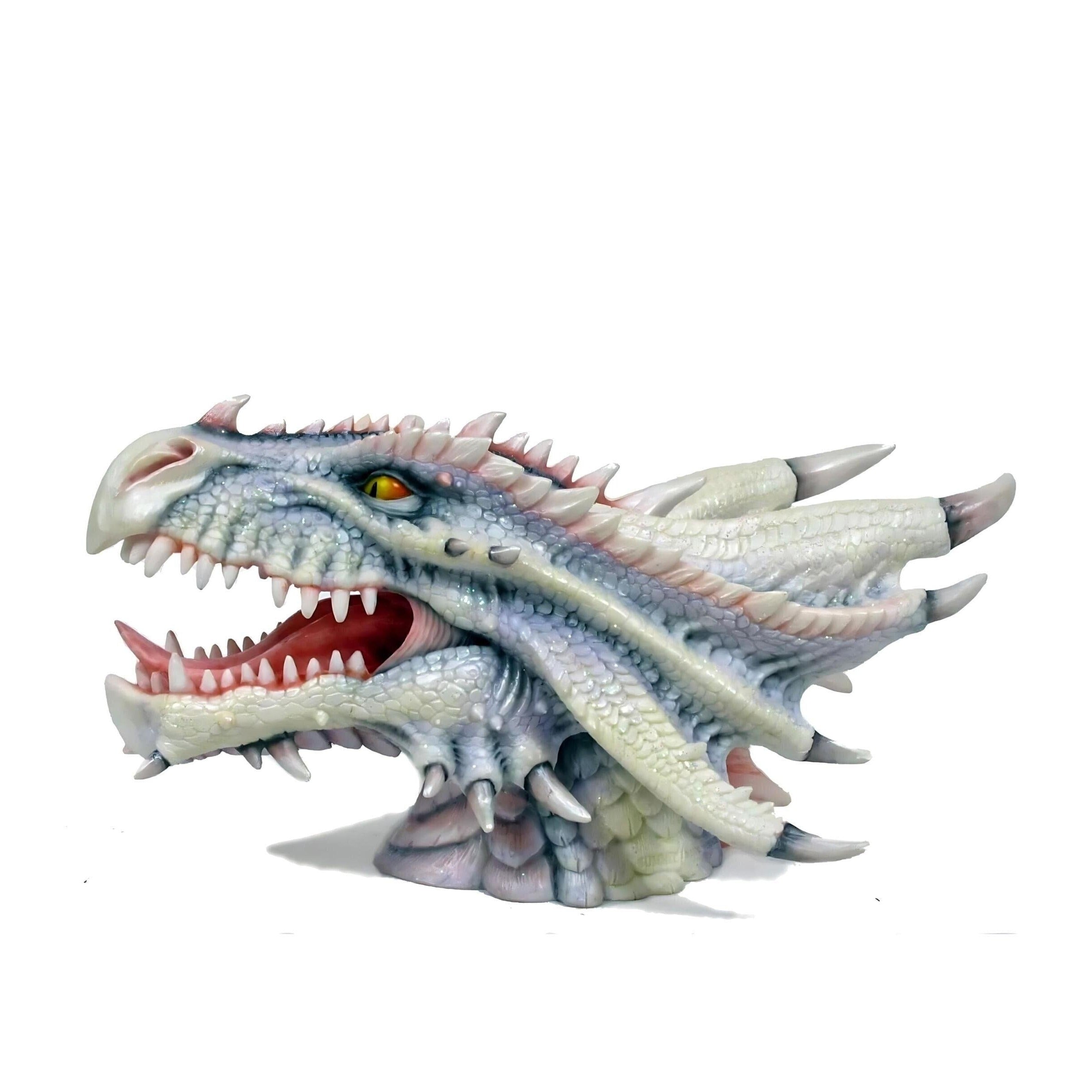 9 Inc White Dragon Head Bust