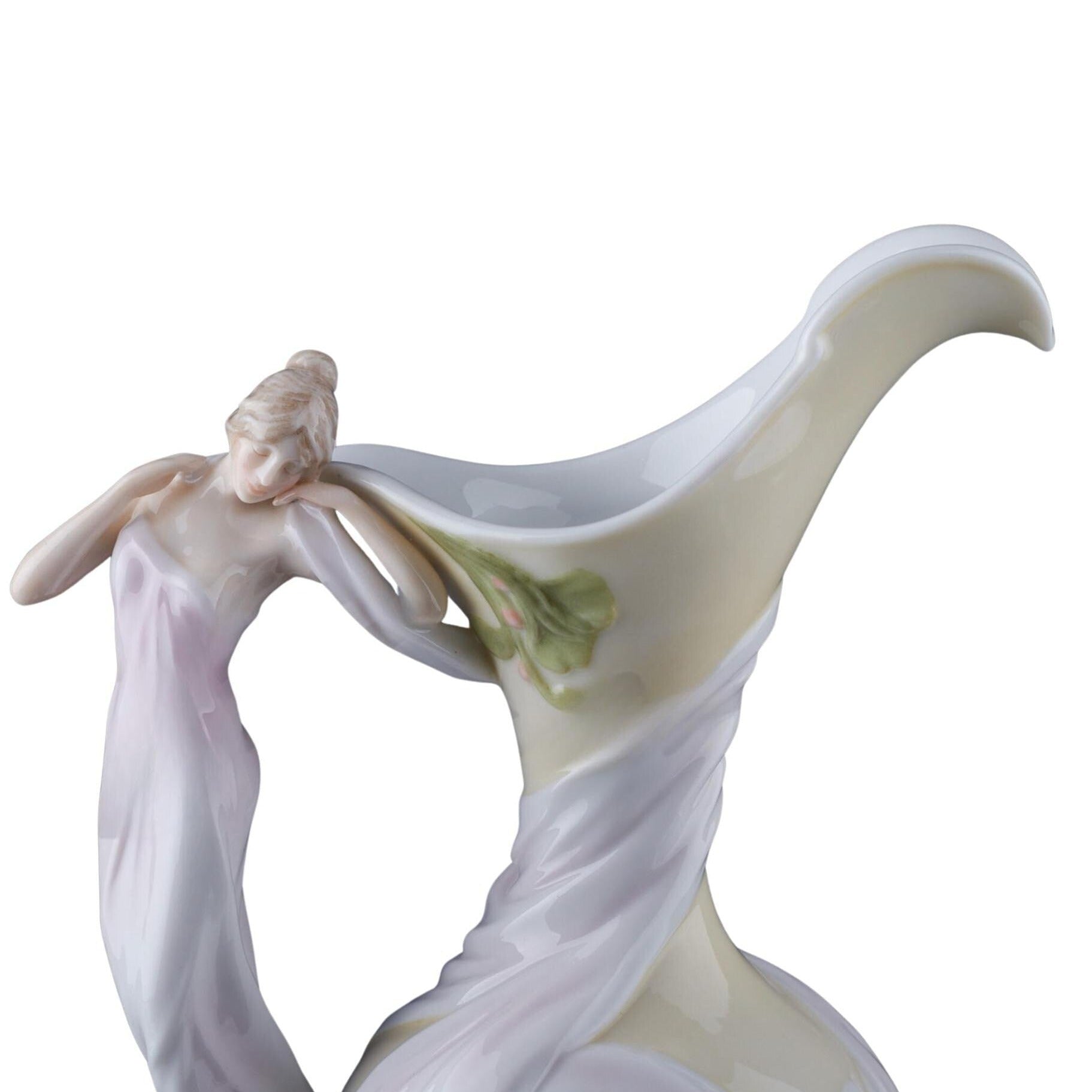 Art Nouveau Maiden Porcelain Ewer: Hand-Painted Figurine Pitcher (13 Inches)
