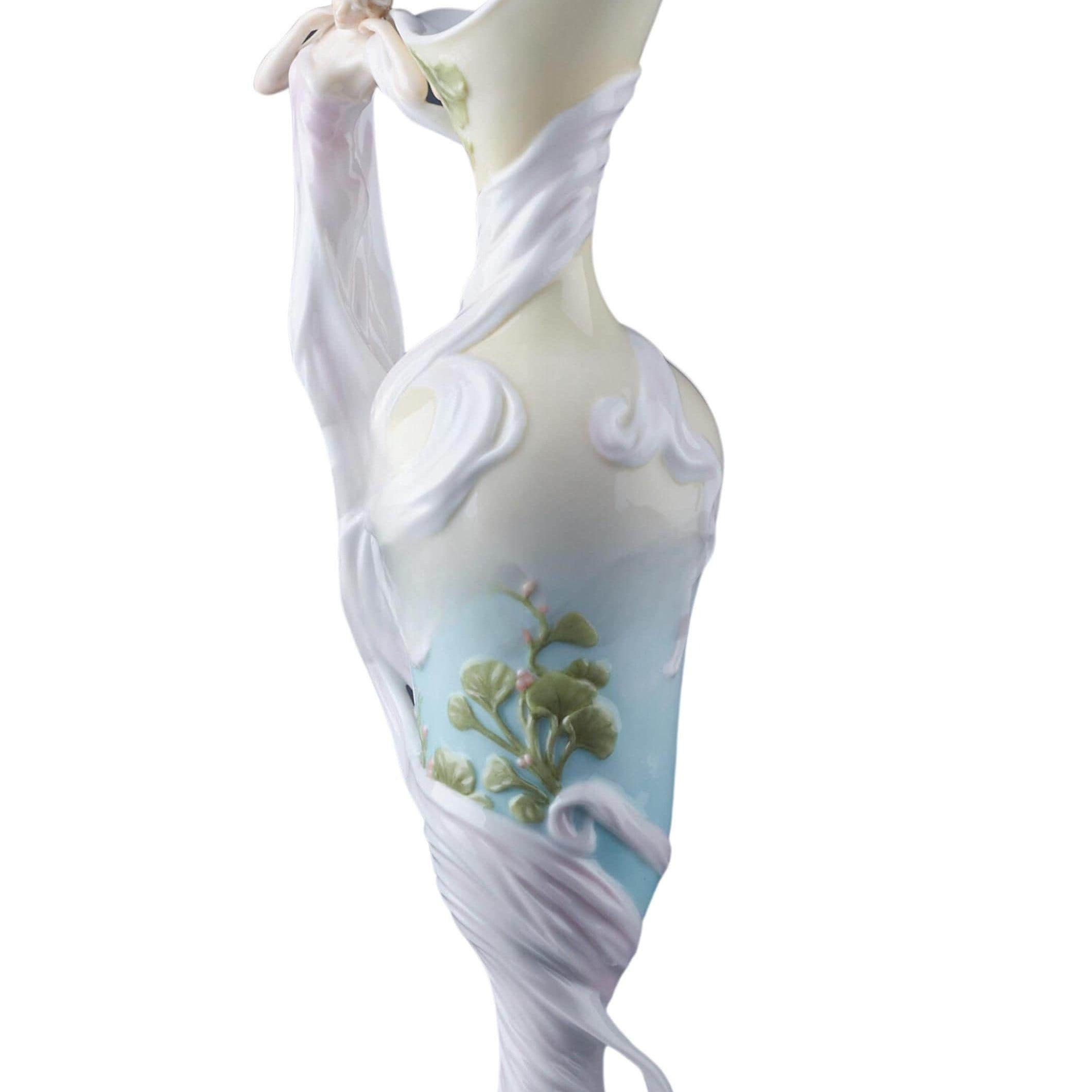 Art Nouveau Maiden Porcelain Ewer: Hand-Painted Figurine Pitcher (13 Inches)