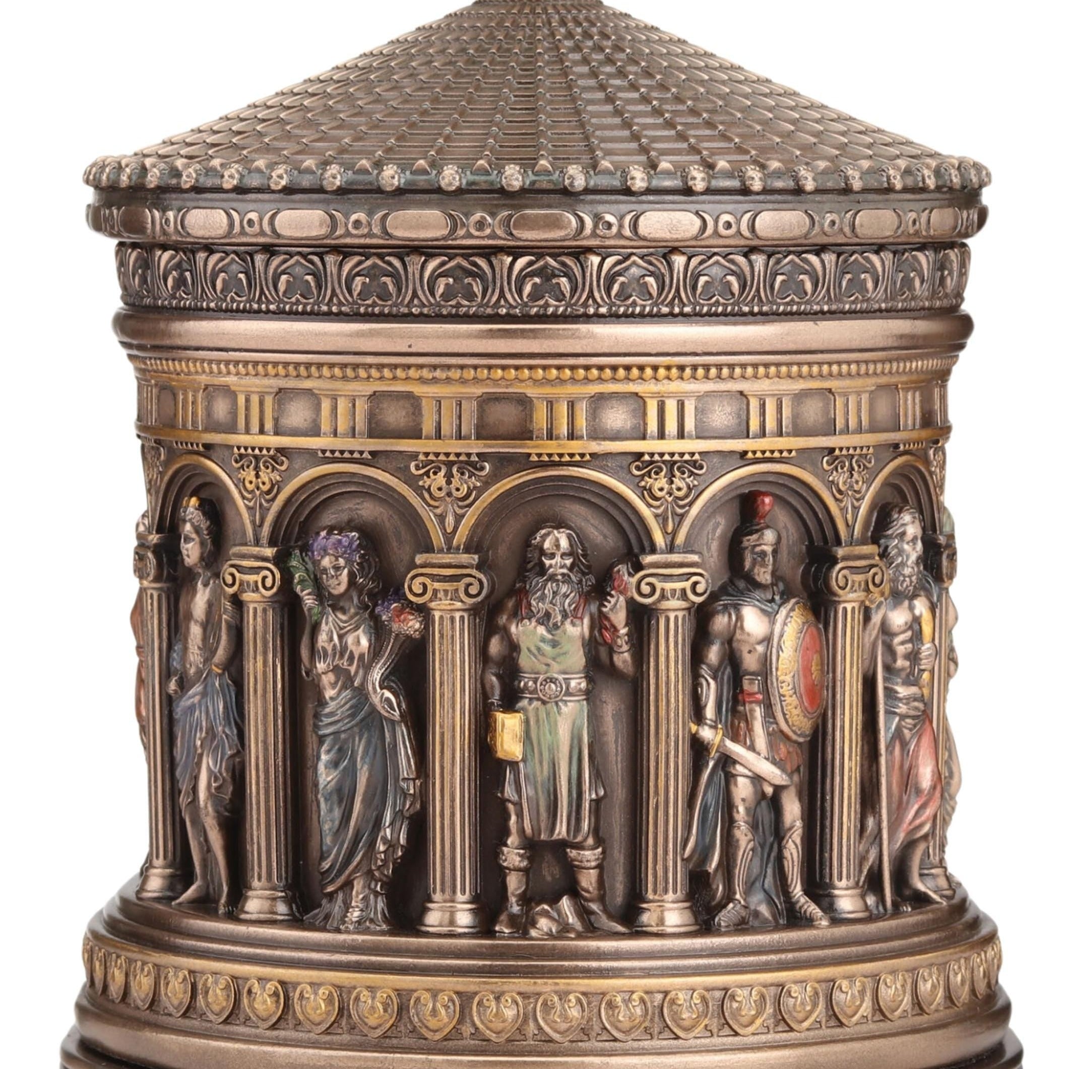 Greek Pantheon Rotunda Trinket Box: Rotating Zodiac Astrology Decor