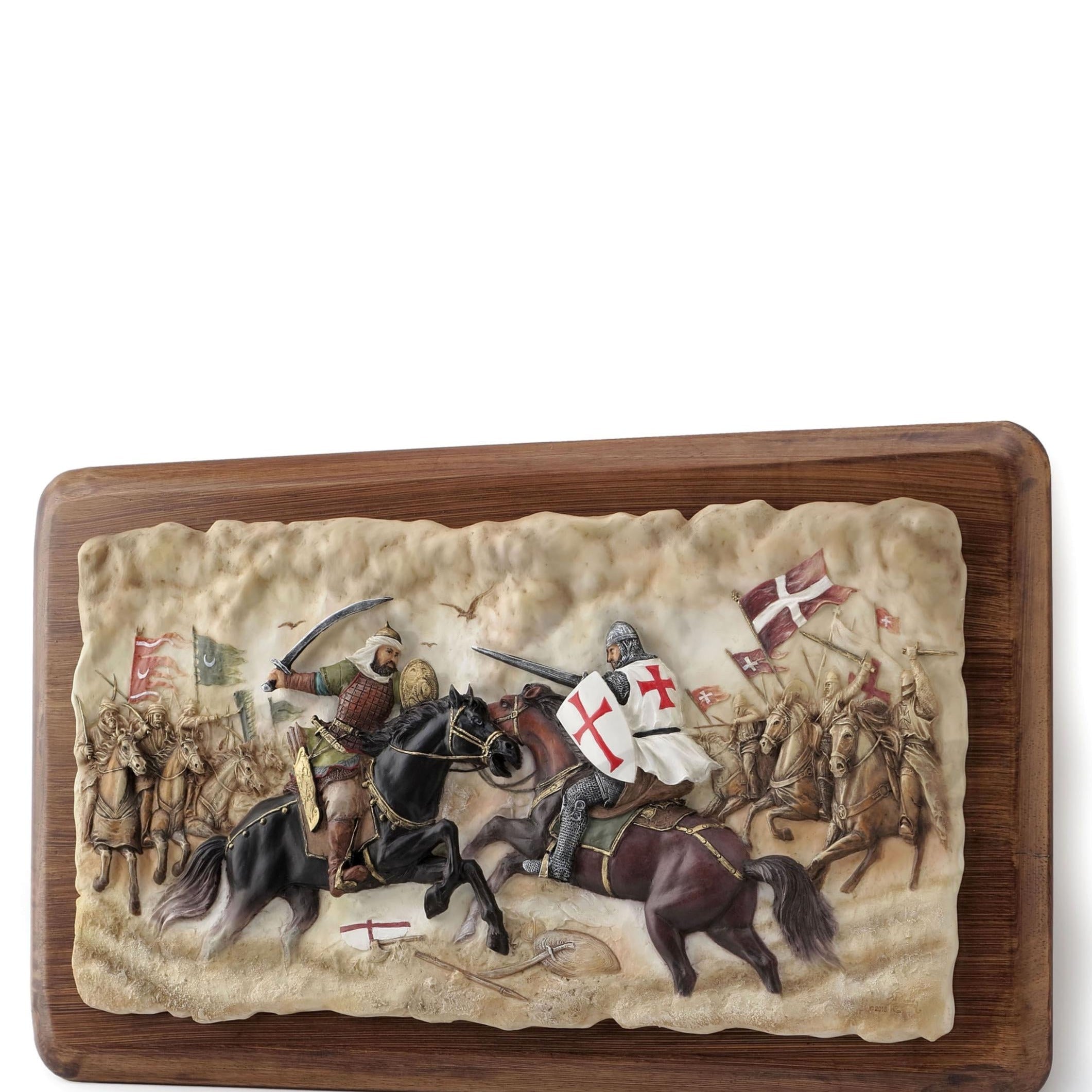 Battle of Hattin Wooden Wall Plaque: Medieval Knight Templar Decor