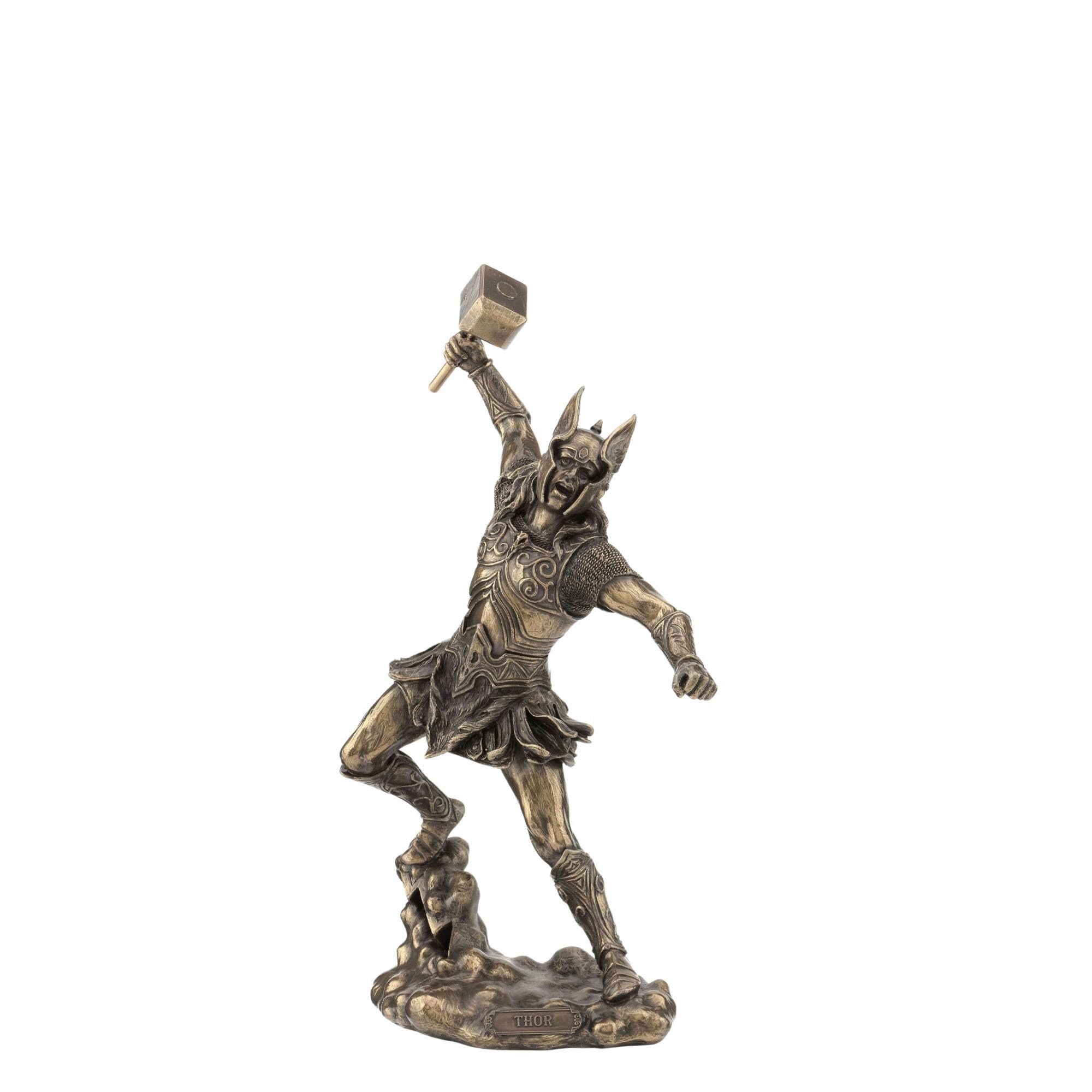 Thor Norse Mythology Statue. Viking God of Thunder Wielding Mjölnir in Battle Pose