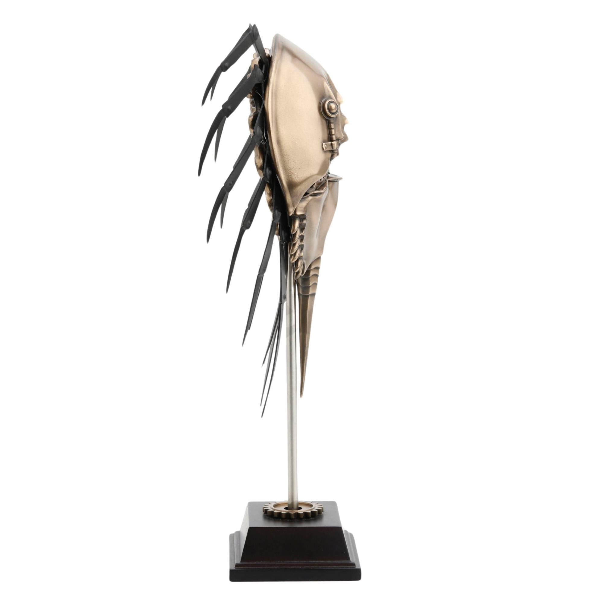 Steampunk Cybernetic Horseshoe Crab Sculpture – Futuristic Sci-Fi Marine Art with Mechanical Spider Legs