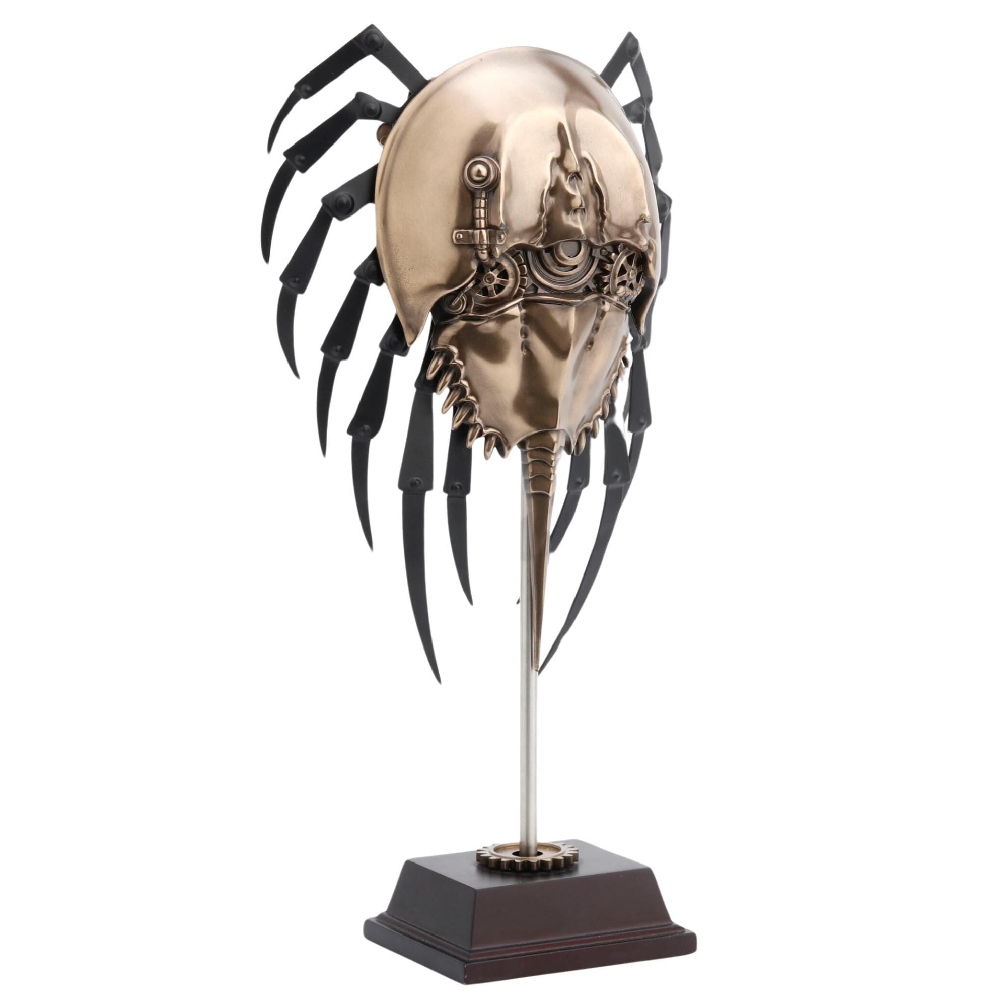 Steampunk Cybernetic Horseshoe Crab Sculpture – Futuristic Sci-Fi Marine Art with Mechanical Spider Legs