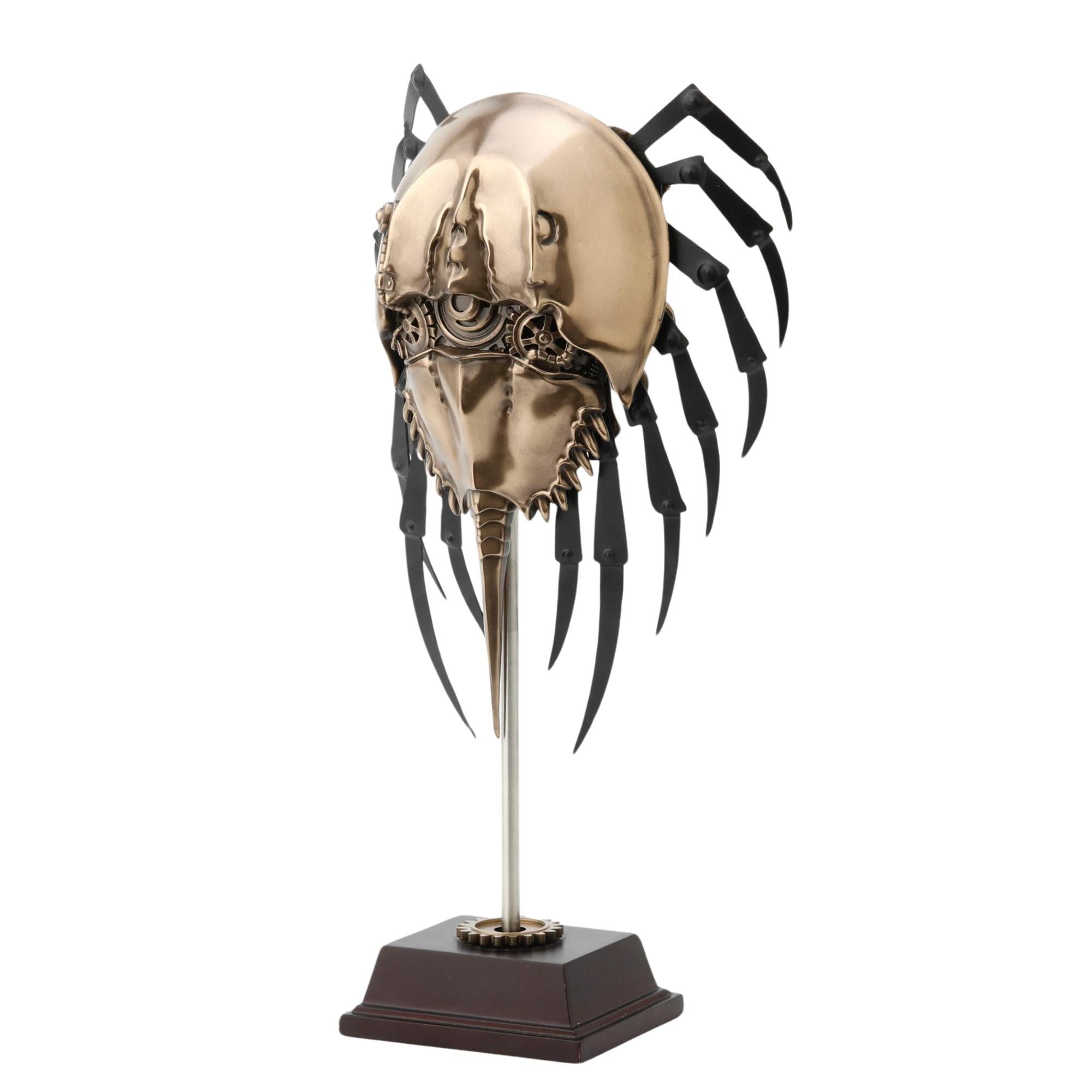 Steampunk Cybernetic Horseshoe Crab Sculpture – Futuristic Sci-Fi Marine Art with Mechanical Spider Legs