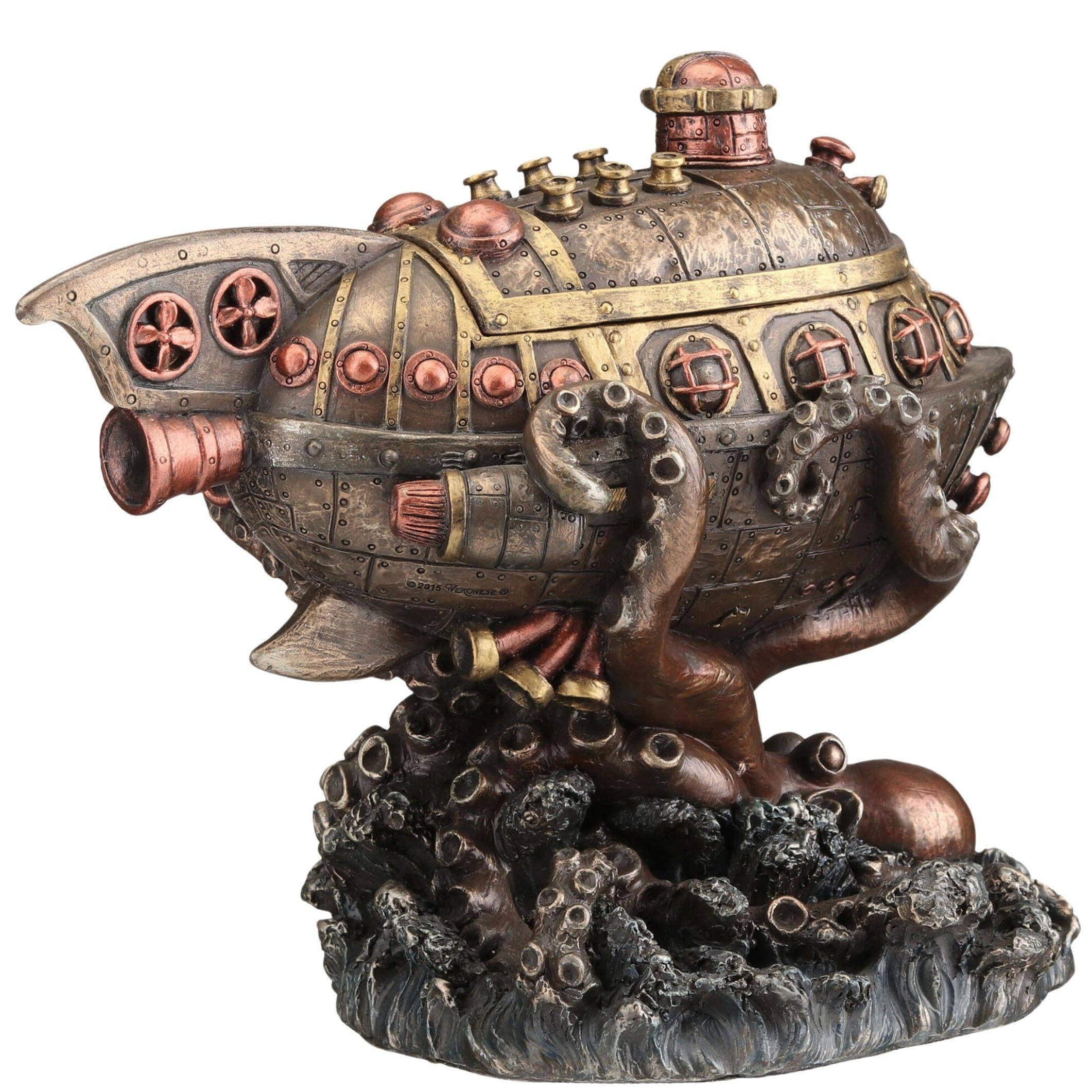 Steampunk Submarine vs Octopus Trinket Box