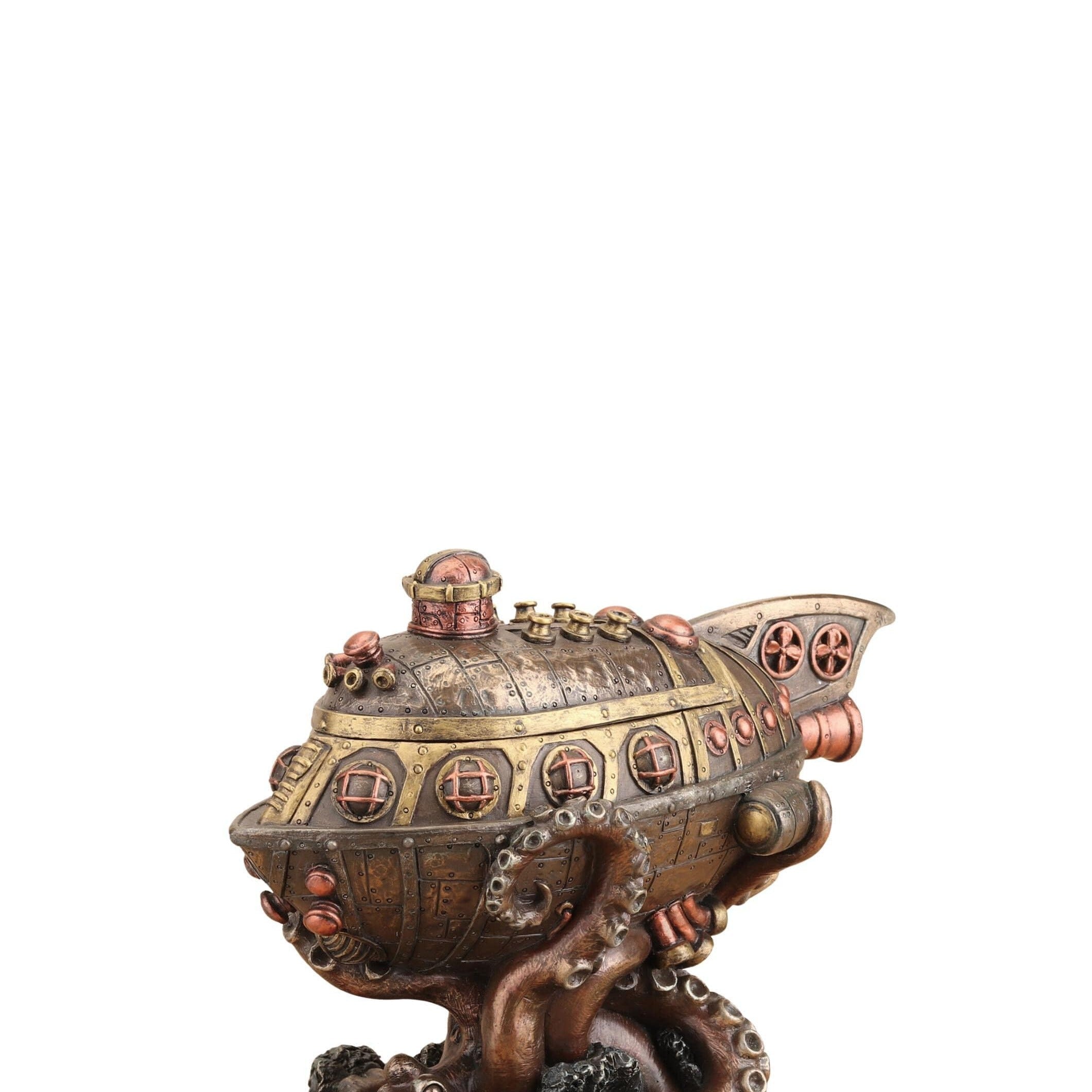 Steampunk Submarine vs Octopus Trinket Box