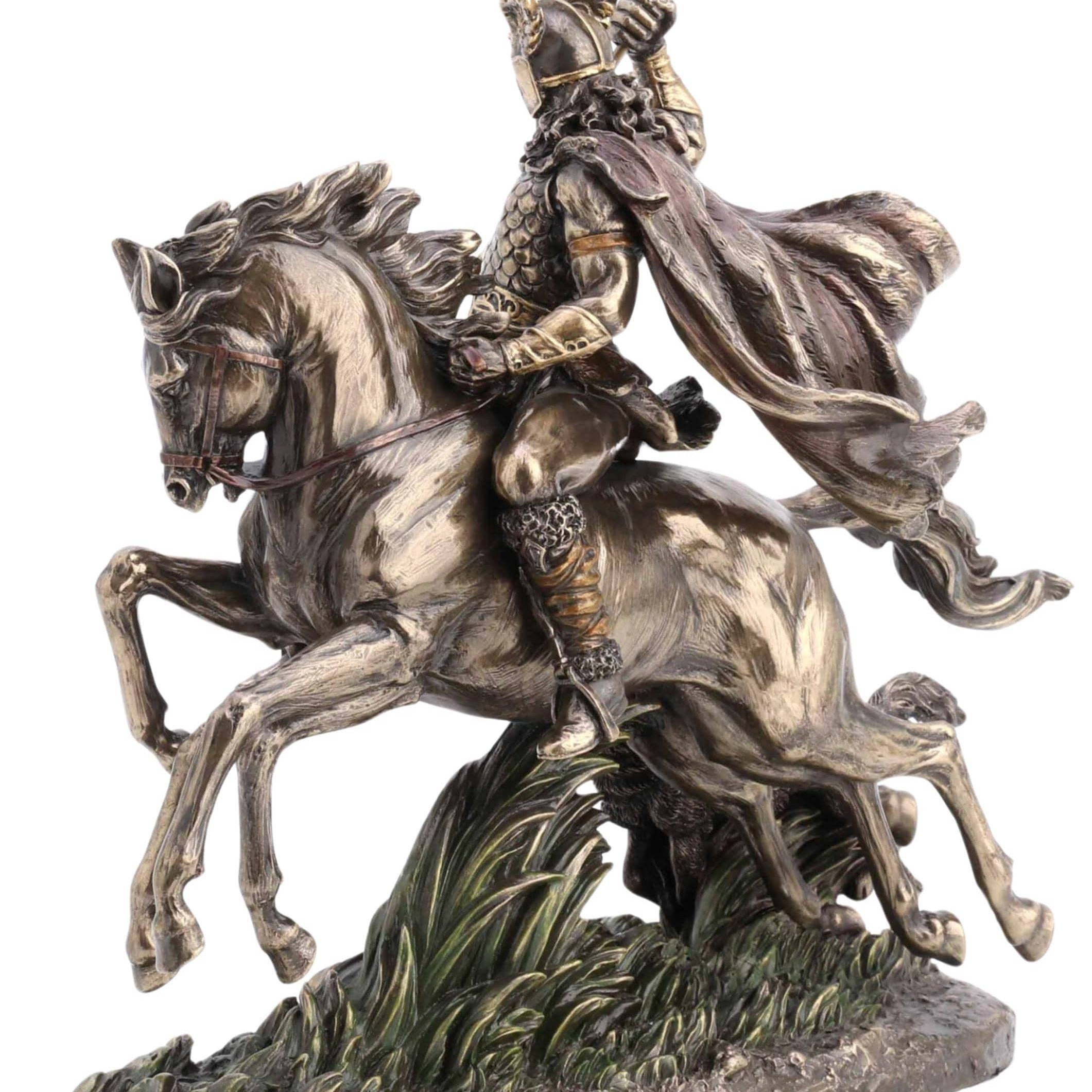 12.40 Inches Odin riding Sleipnir with Wolf Statue.