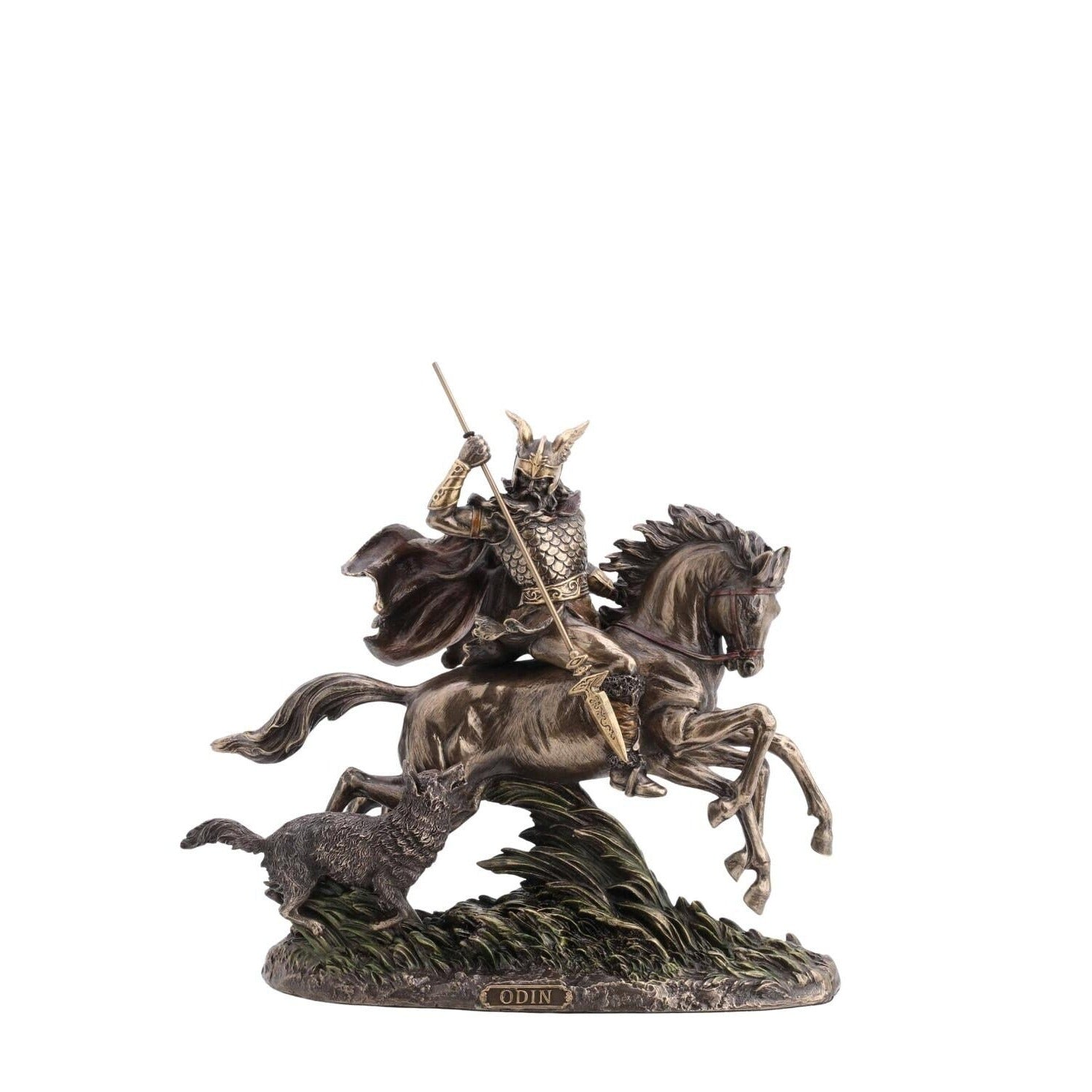 12.40 Inches Odin riding Sleipnir with Wolf Statue.