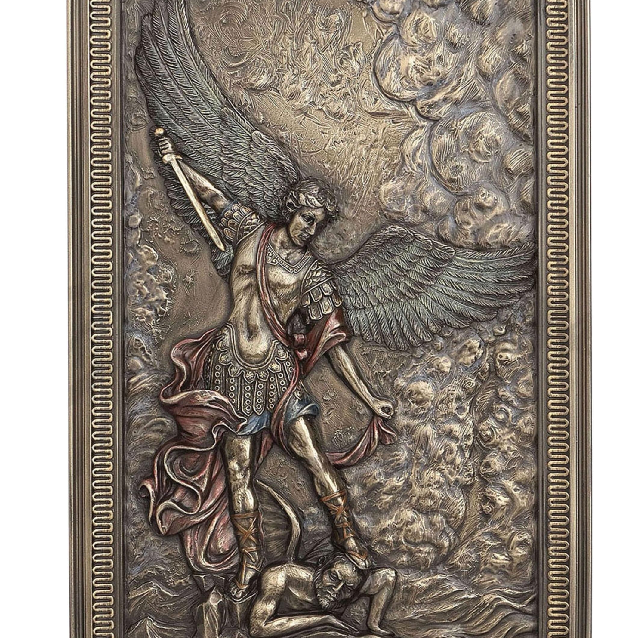 Saint Michael Wall Plaque: Archangel Defeating Satan, Veronese Design