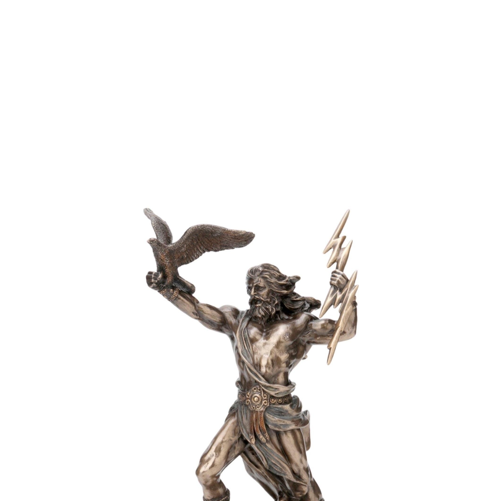 Greek God Zeus Holding Thunder and Eagle Statue