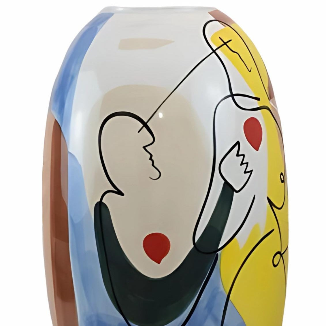 25.1 Inch Large Abstract Modern Art Picasso Style Porcelain Vase Colorful Hand-Painted Ceramic