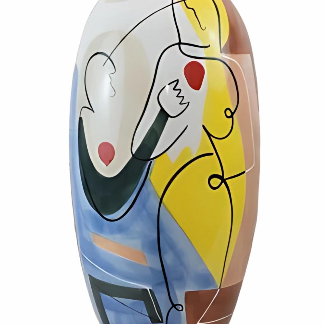25.1 Inch Large Abstract Modern Art Picasso Style Porcelain Vase Colorful Hand-Painted Ceramic