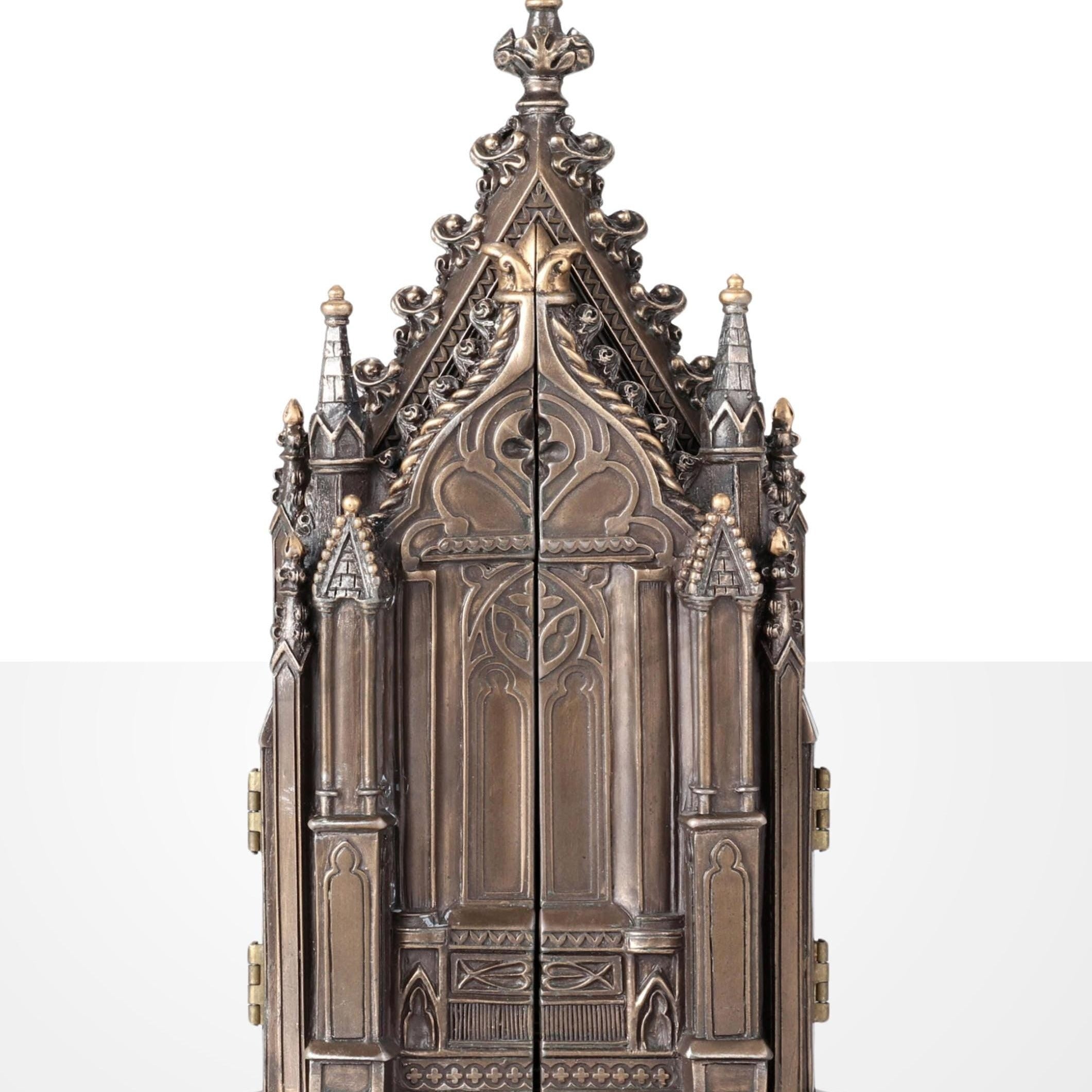 Calvary Triptych Statue: Bronzed Winged Altar (20.5cm)