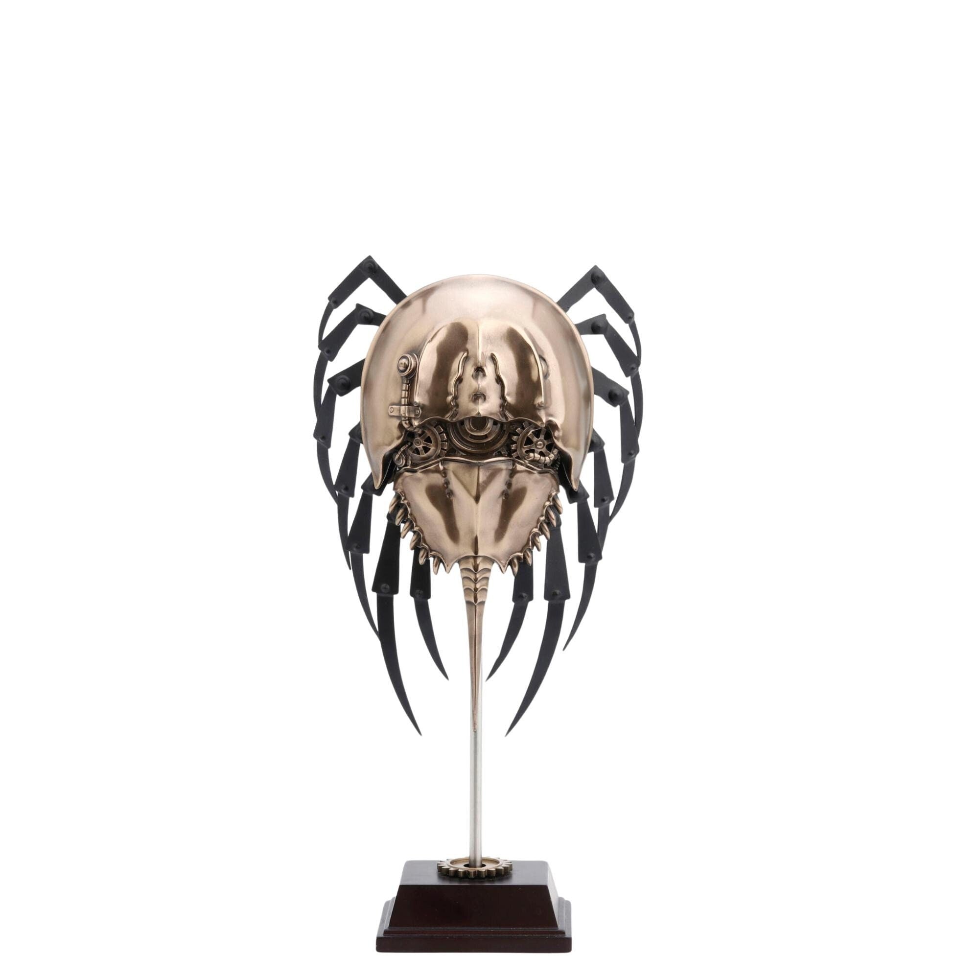 Steampunk Cybernetic Horseshoe Crab Sculpture – Futuristic Sci-Fi Marine Art with Mechanical Spider Legs