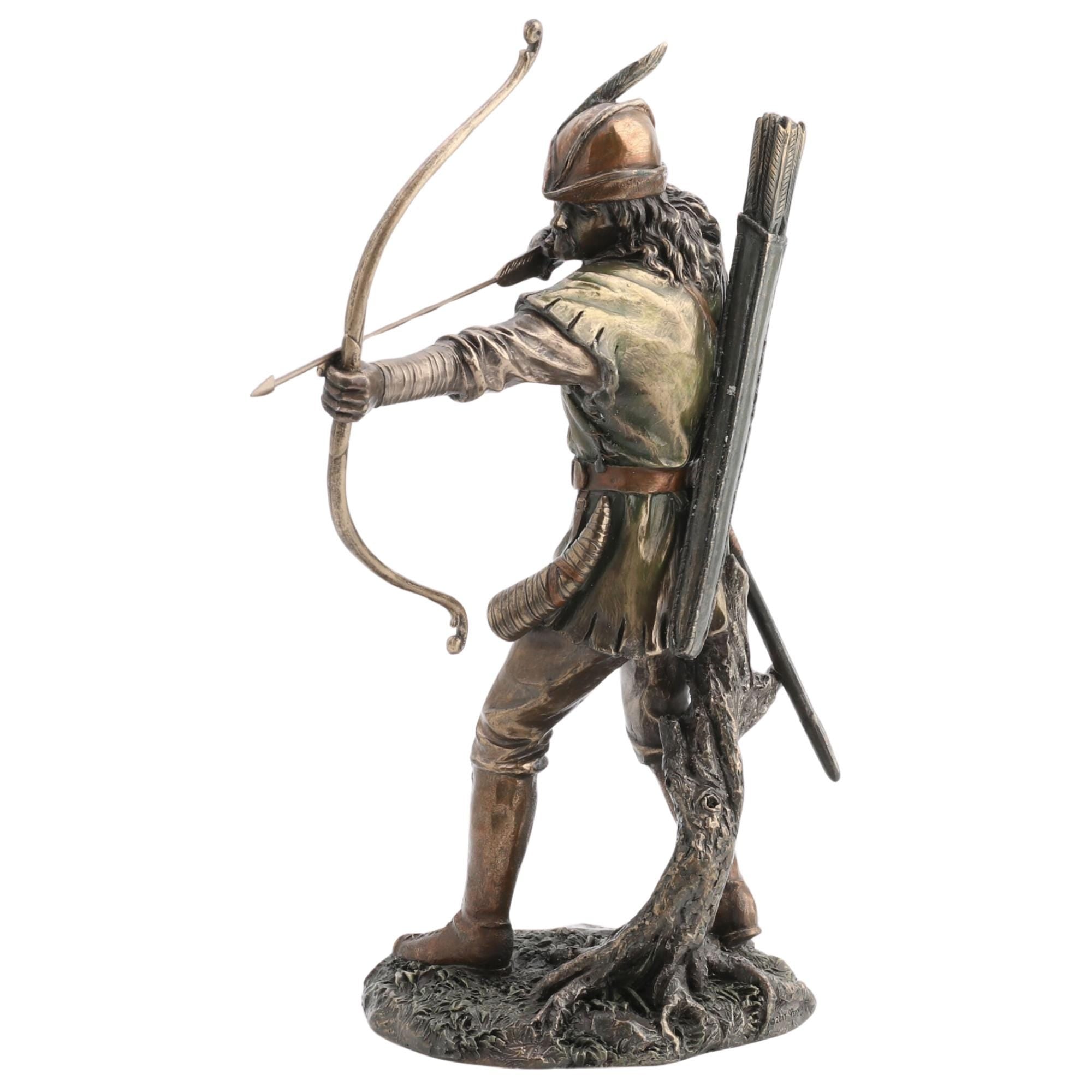 Robin Hood Bronzed handpainting Figurine Statue.Robin Hoold Bronze Sculpture.