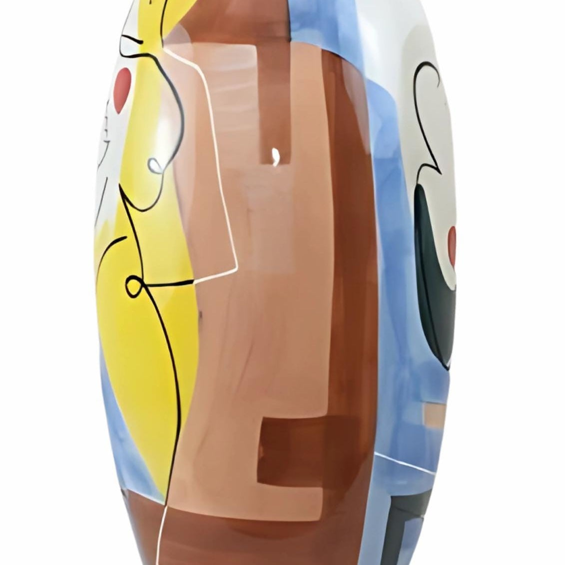 25.1 Inch Large Abstract Modern Art Picasso Style Porcelain Vase Colorful Hand-Painted Ceramic