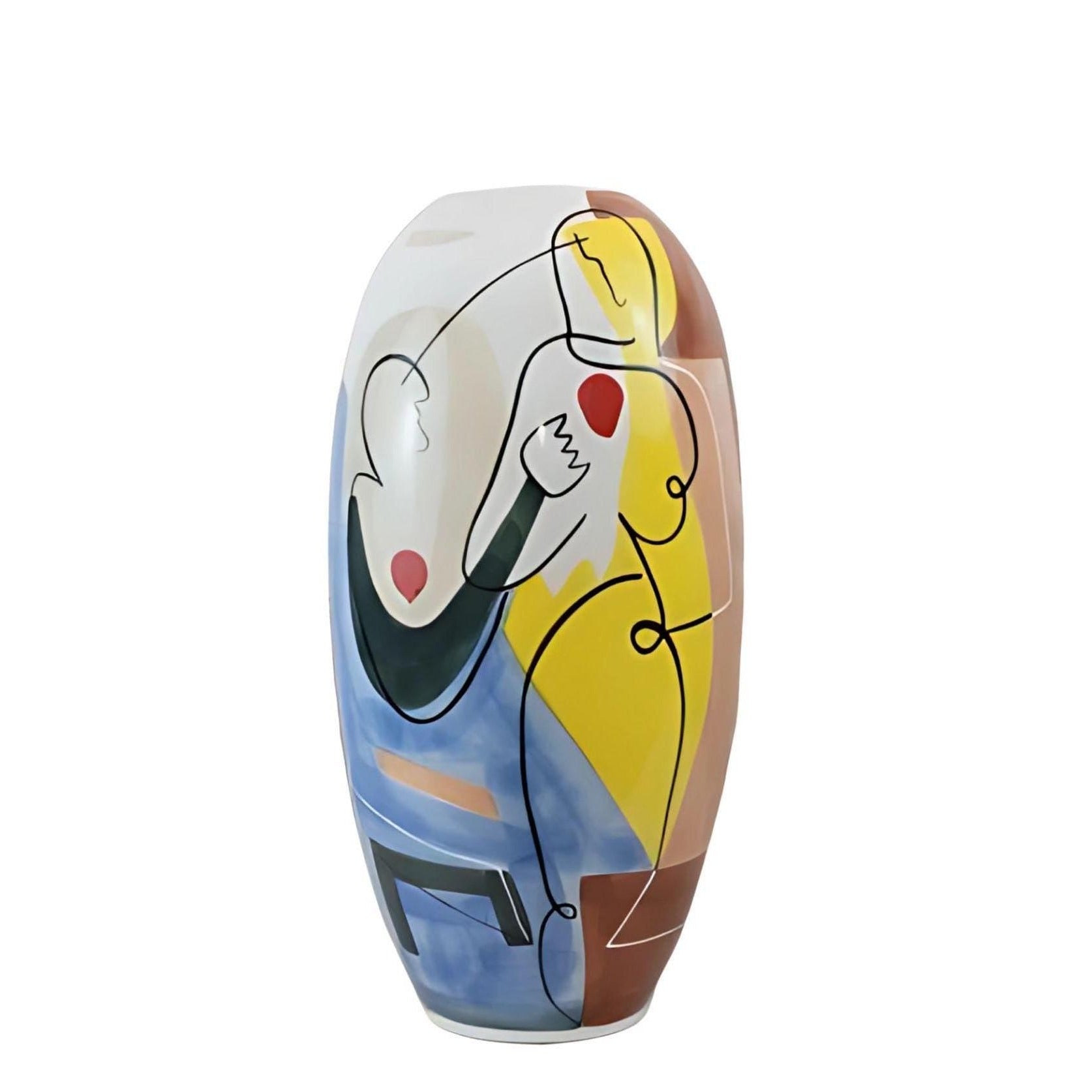 25.1 Inch Large Abstract Modern Art Picasso Style Porcelain Vase Colorful Hand-Painted Ceramic