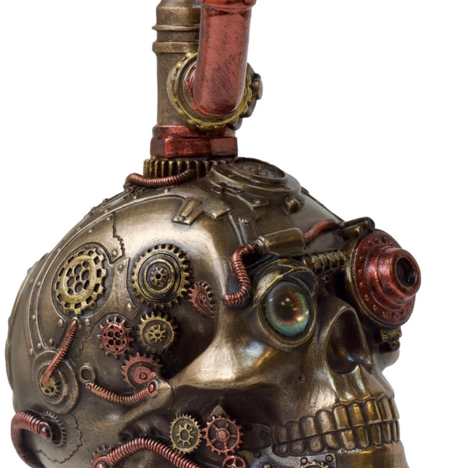 Steampunk Skull Candle Holder – Gothic Industrial Pipe Ornament