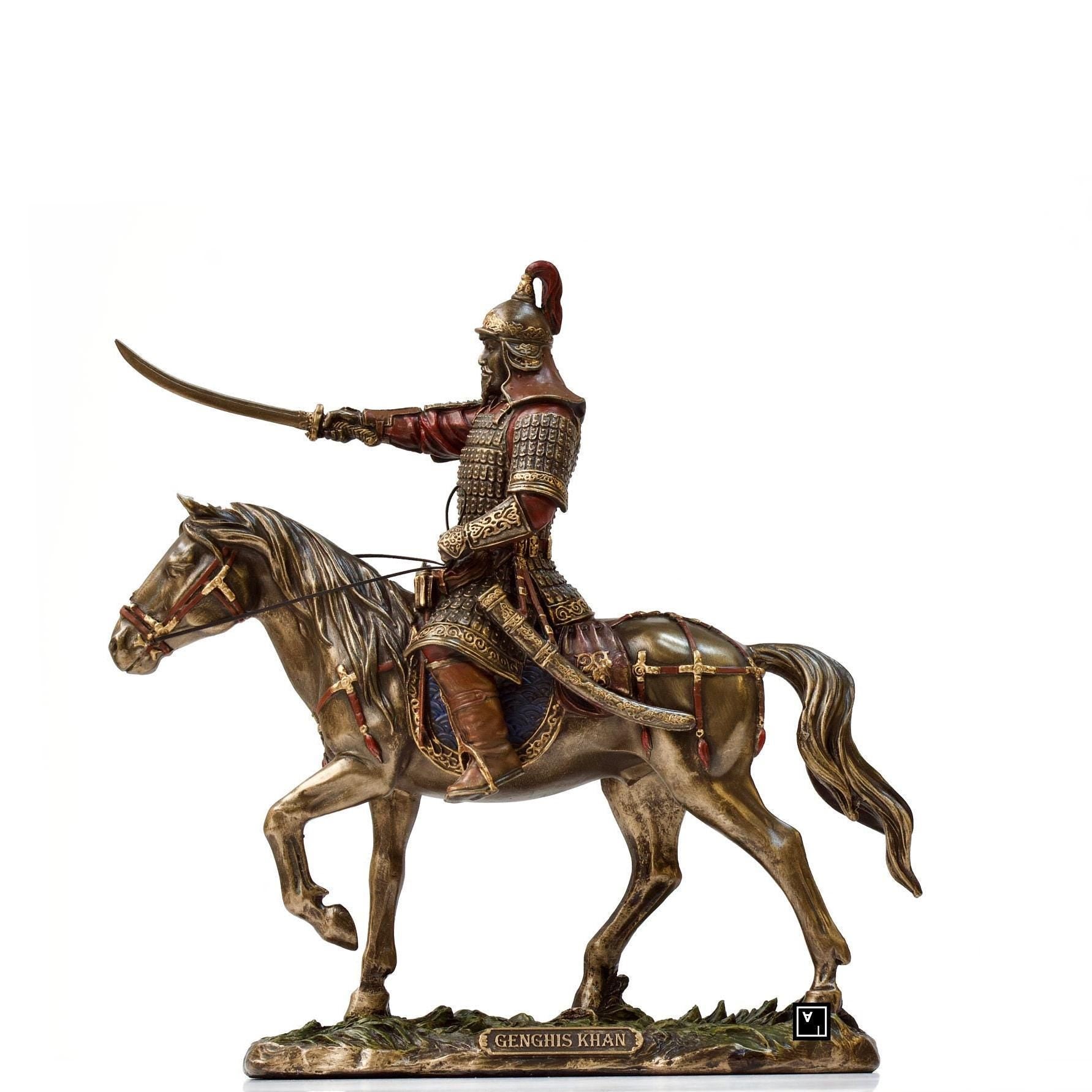 Genghis Khan Statue: Cold Cast Bronze Mongolian Warrior
