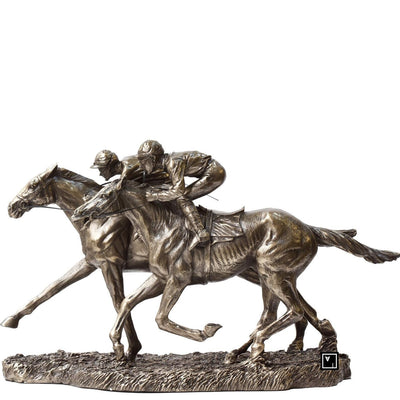 Bronzed Horse Race Statue: Two Jockeys, Veronese Design
