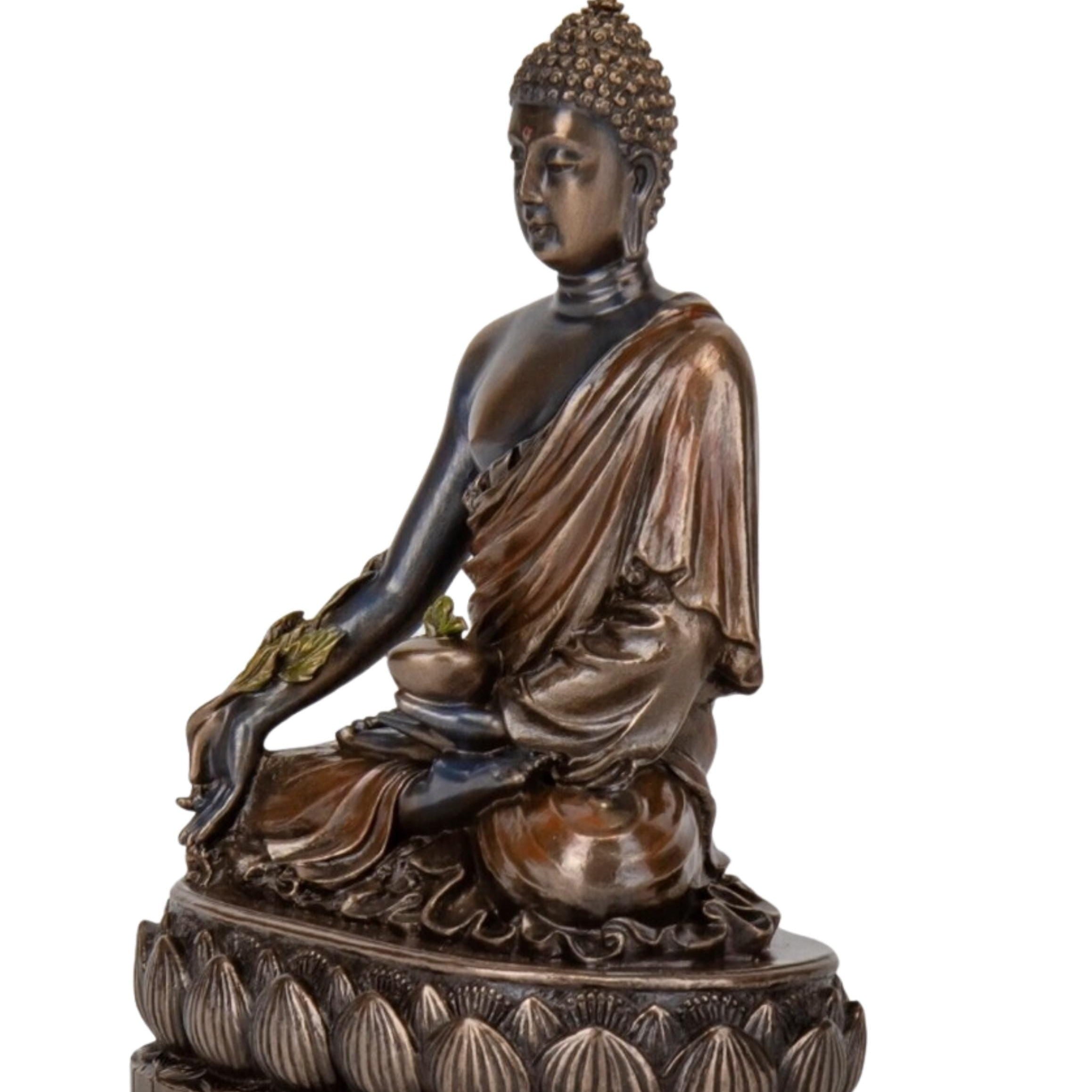 Bronze Finish Medicine Buddha Statue: Tibetan Altar Decor (6.3 in)