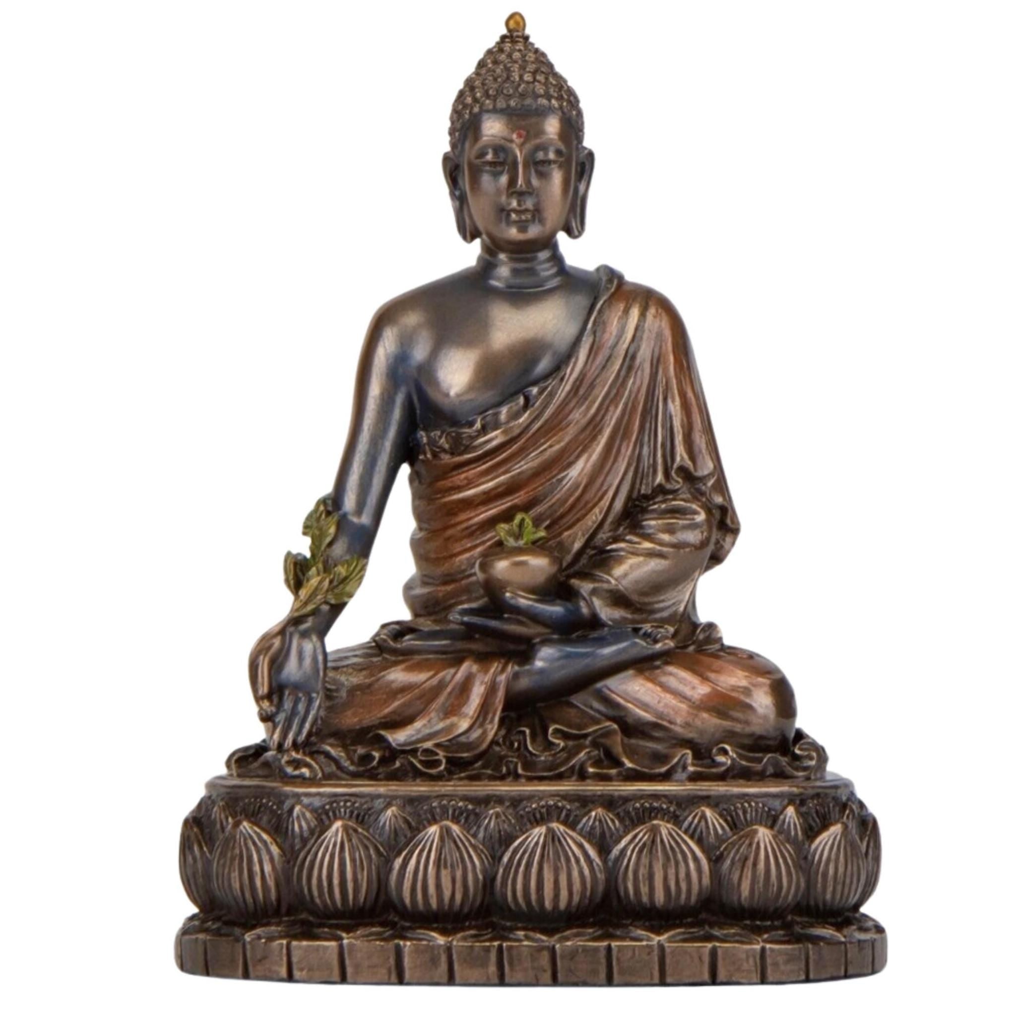 Bronze Finish Medicine Buddha Statue: Tibetan Altar Decor (6.3 in)