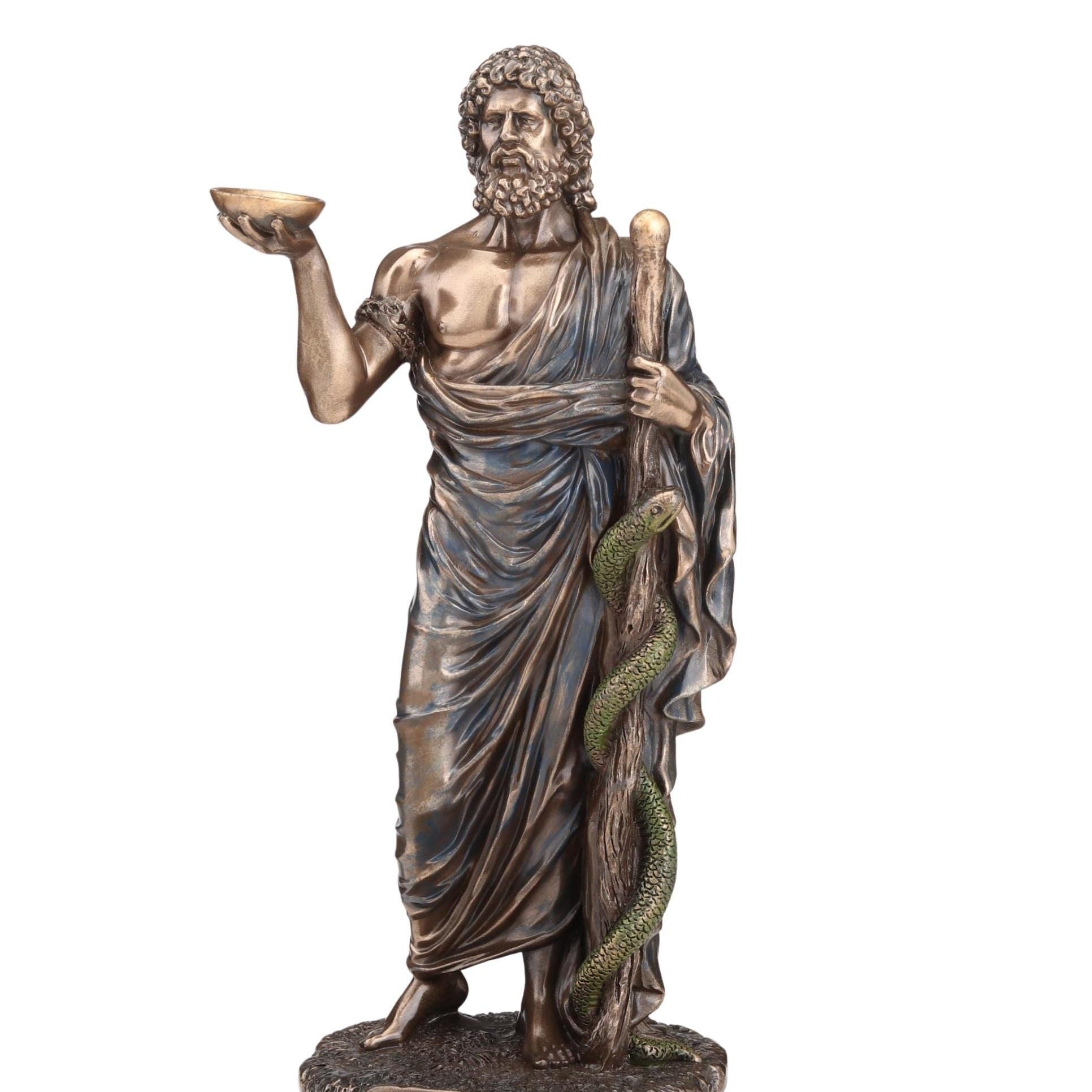 Asclepius Statue: Cold Cast Bronze Greek God of Medicine Decor