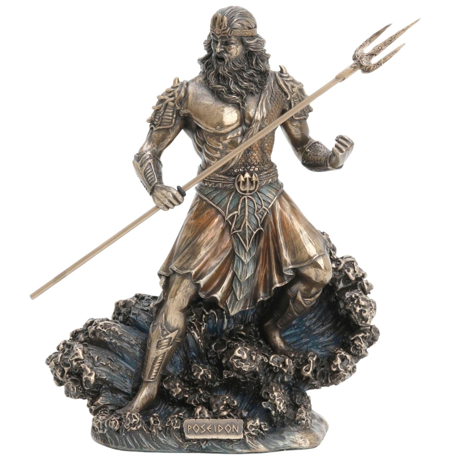 Poseidon Bronzed Statue Figurine.Ancient Greek Gods. Twelve Olympians.god of the sea
