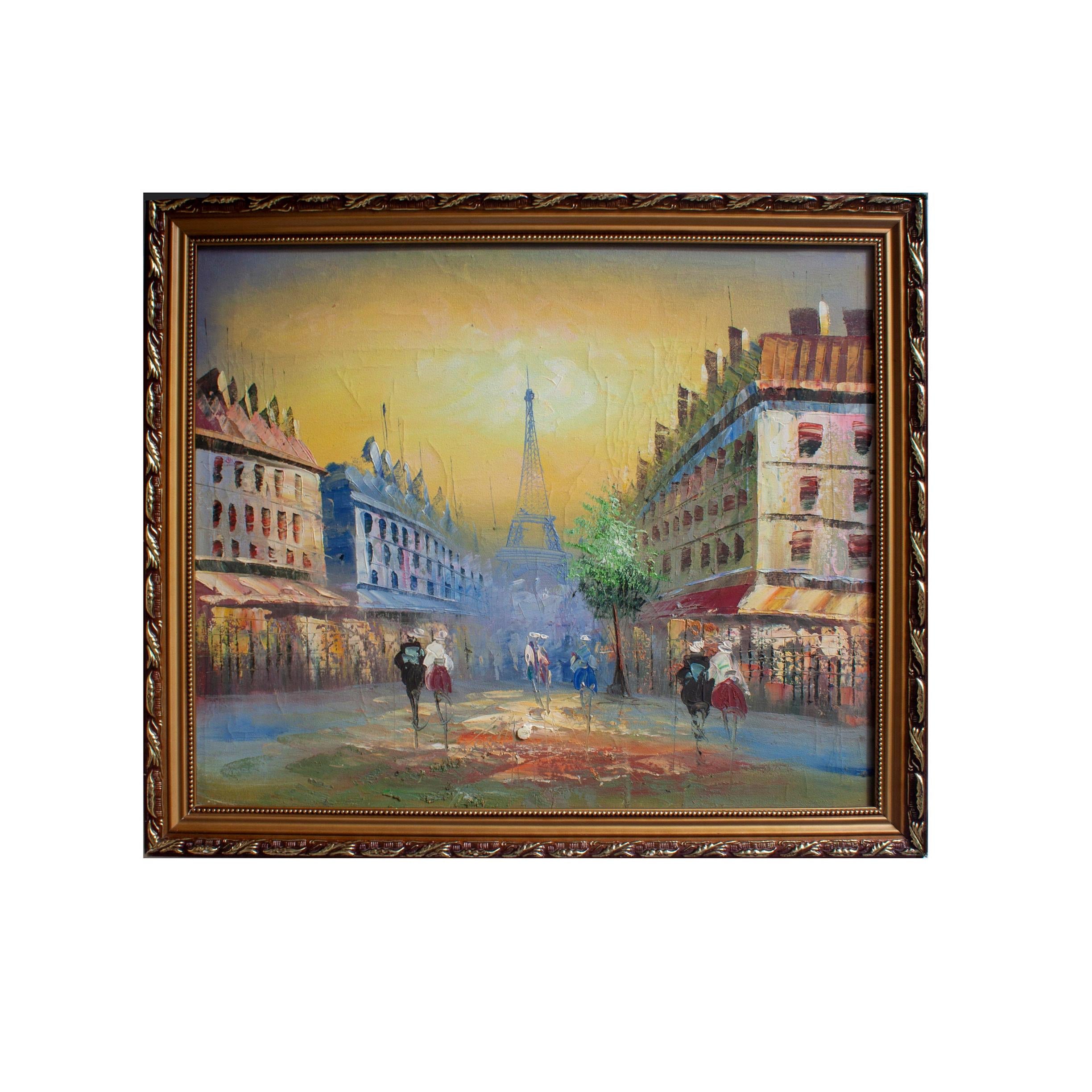 Vintage Oil Eiffel Tower painting on Canvas