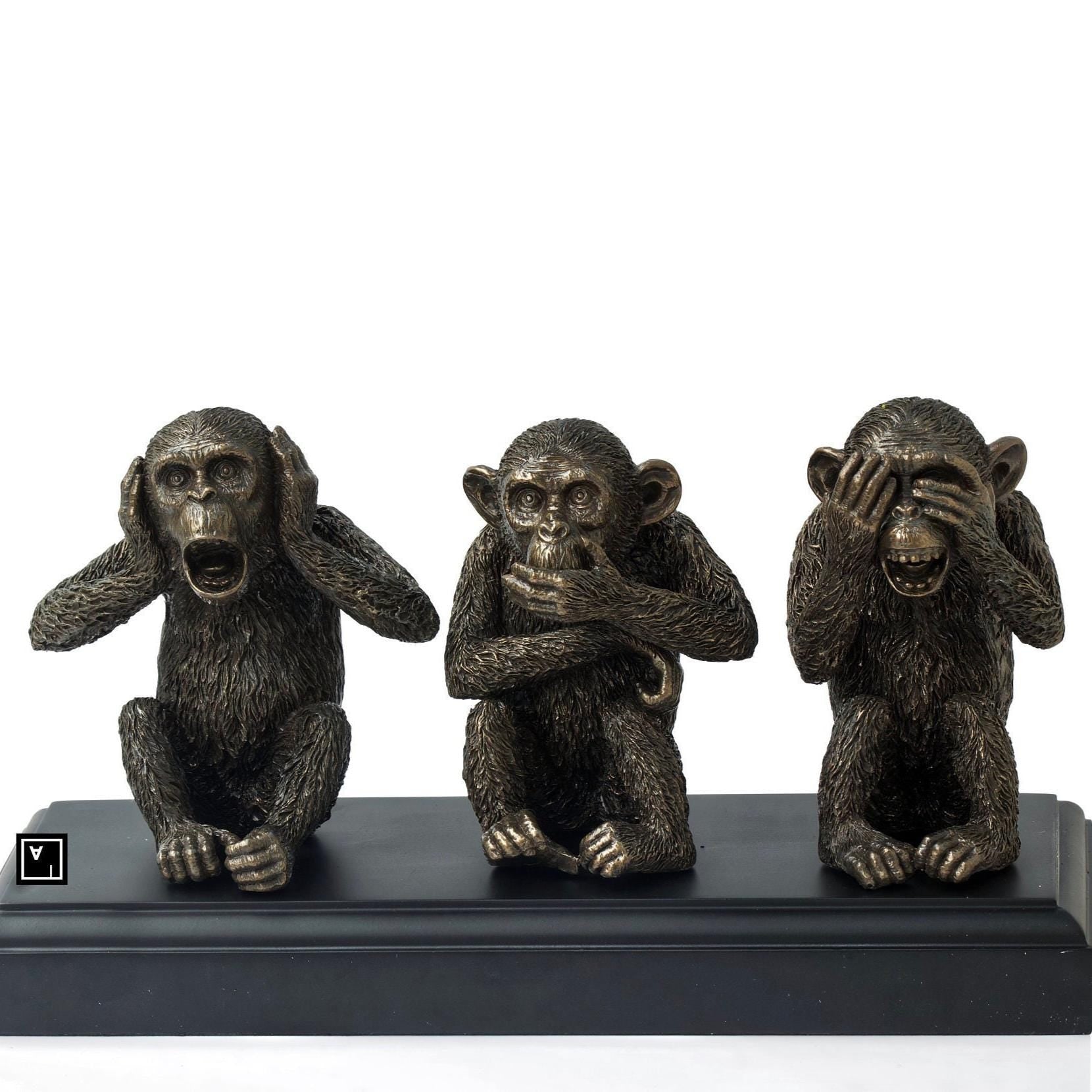 Three Wise Monkeys Statue: Veronese Bronze Resin Decor