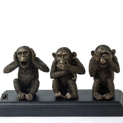 Three Wise Monkeys Statue: Veronese Bronze Resin Decor