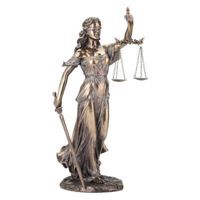 Themis Greek Goddess of Justice Sculpture: Cold Cast Bronze Finish